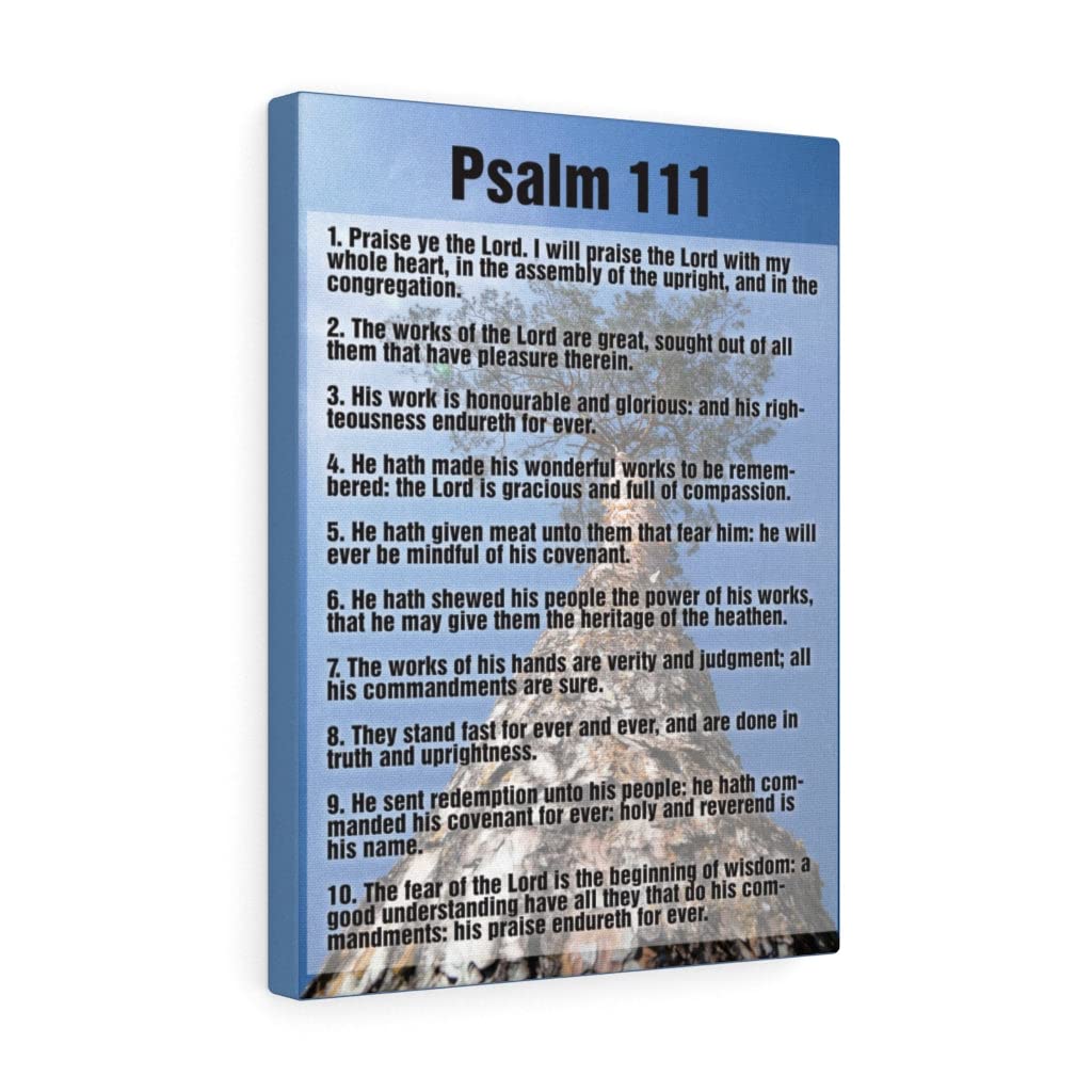 Bible Verse Art Print - Psalm 111 'His Goodness Endures Forever' - Blue Scripture Wall Decor for Christian Home, Office & Gift Giving