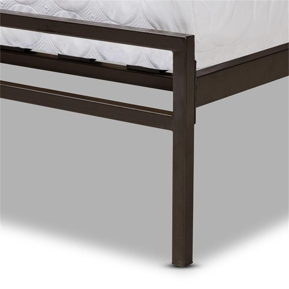 BOWERY HILL Modern Black Metal Full Size Platform Bed Frame - Sturdy & Stylish for Contemporary Bedrooms, Guest Rooms & Small Spaces