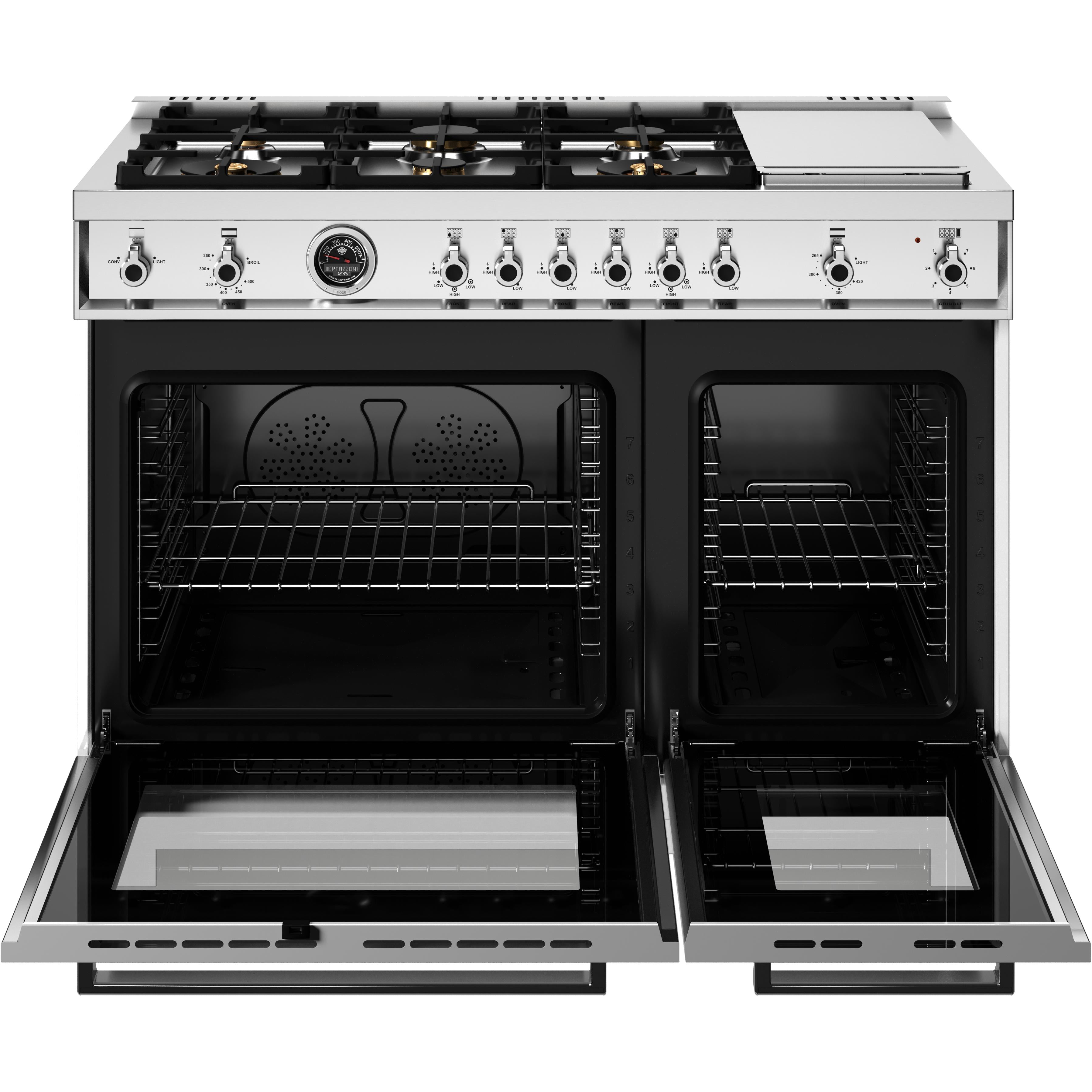 Bertazzoni PRO486BTFGMBIT 48-Inch Freestanding Gas Range - Professional Series with 6 Burners & Griddle - Perfect for Home Chefs & Gourmet Cooking