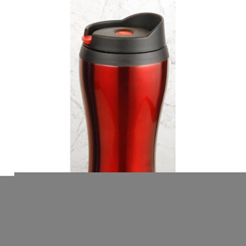 14 oz Double Wall Insulated Stainless Steel Tumbler with Lid & Straw - Vacuum Sealed Hot & Cold Cup - Perfect for Coffee, Tea, Smoothies - Ideal for Office, Travel, Gym, Camping (Red)