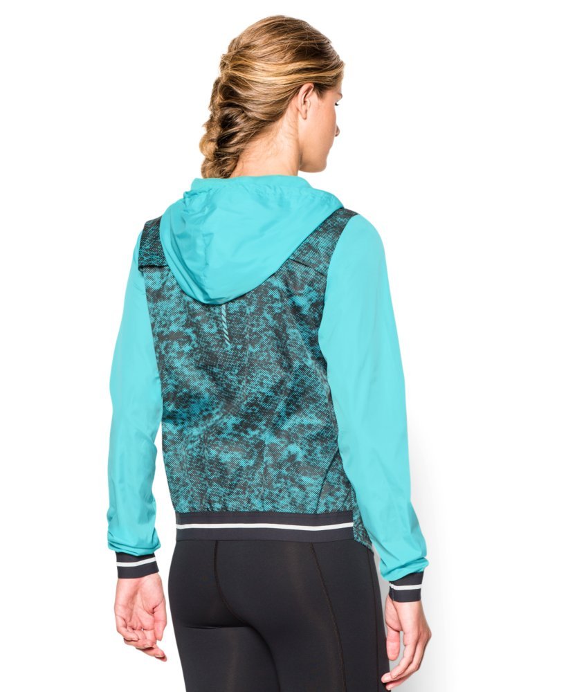 Under Armour Women's Printed Layered Up Storm Jacket - Waterproof Windbreaker with Reflective Details in Veneer/Black | Perfect for Running, Hiking & Outdoor Activities