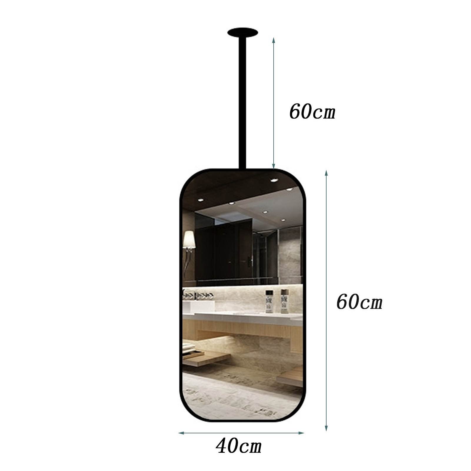 Black Metal Frame Rectangular Hanging Mirror - 40cmx60cm HD Bathroom Vanity Mirror, Ceiling Mounted Wall Mirror for Home Decor & Hotel - Perfect for Makeup, Dressing Room & Bathroom Vanity Areas