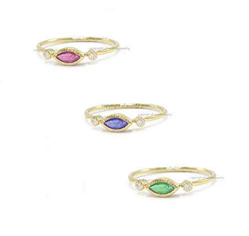 14K Gold Marquise Cut Ruby Ring with Brilliant Cut Diamonds - July Birthstone Jewelry, Graduation Gift for Women, Elegant Statement Ring for Parties, Weddings & Special Occasions