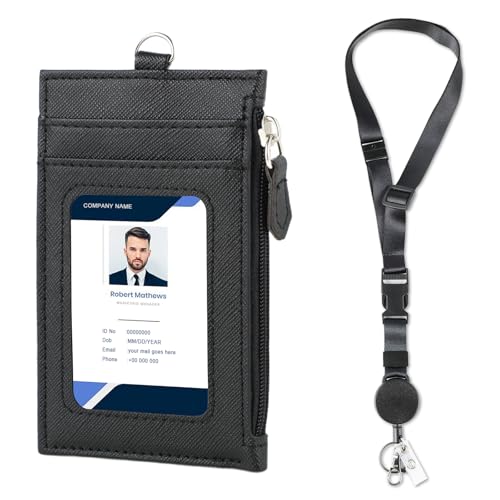 Leather Badge Holder With Lanyard