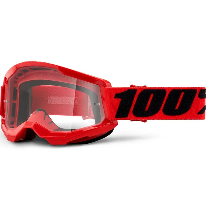 100% Strata 2 MX Goggles with Clear Lens - Dirt Bike Motocross Protective Eyewear for Off-Road Racing & Trail Riding