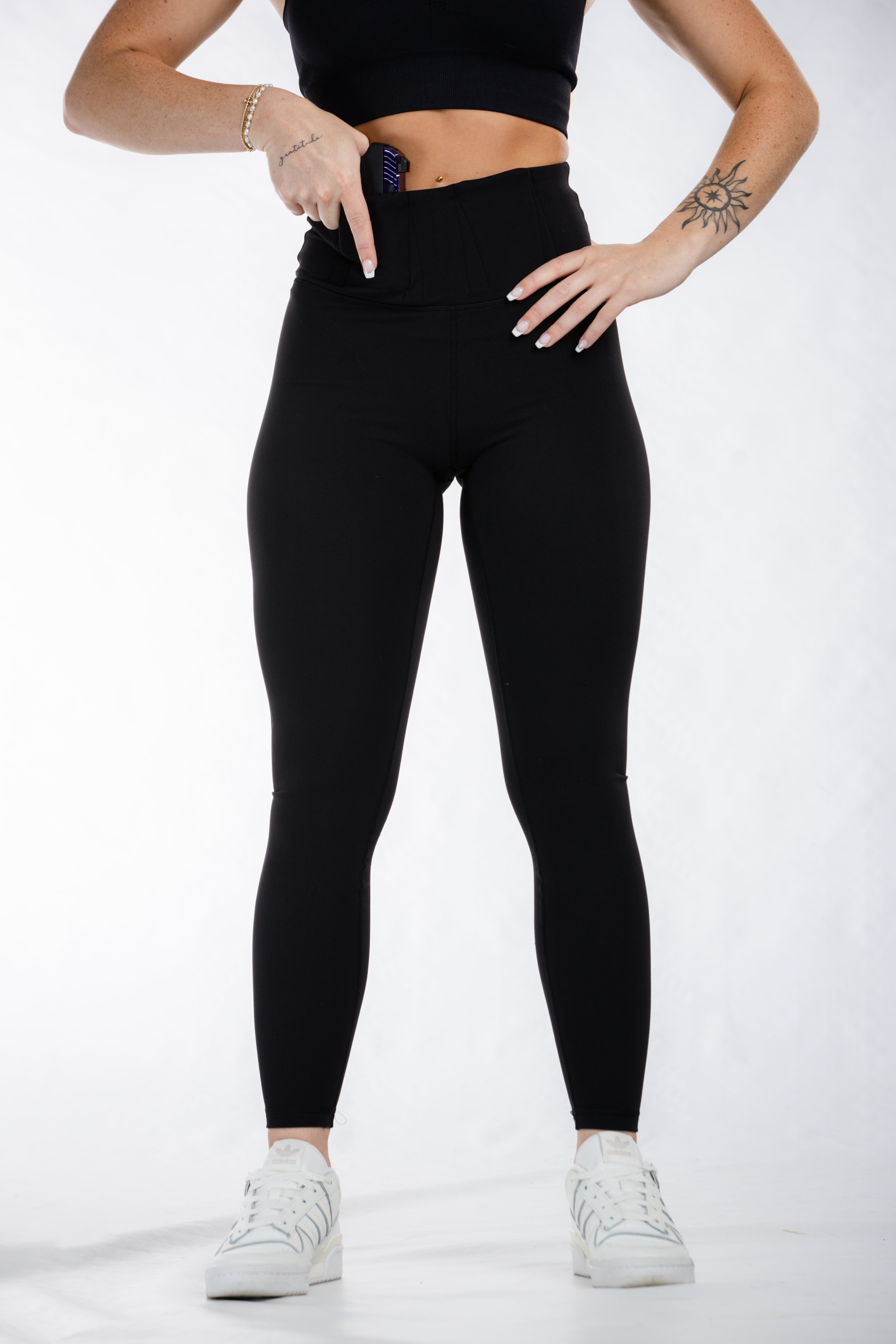 Concealed Carry Leggings for Women - Comfortable & Secure Hidden Pocket Leggings | Perfect for Running, Gym & Everyday Wear | Black