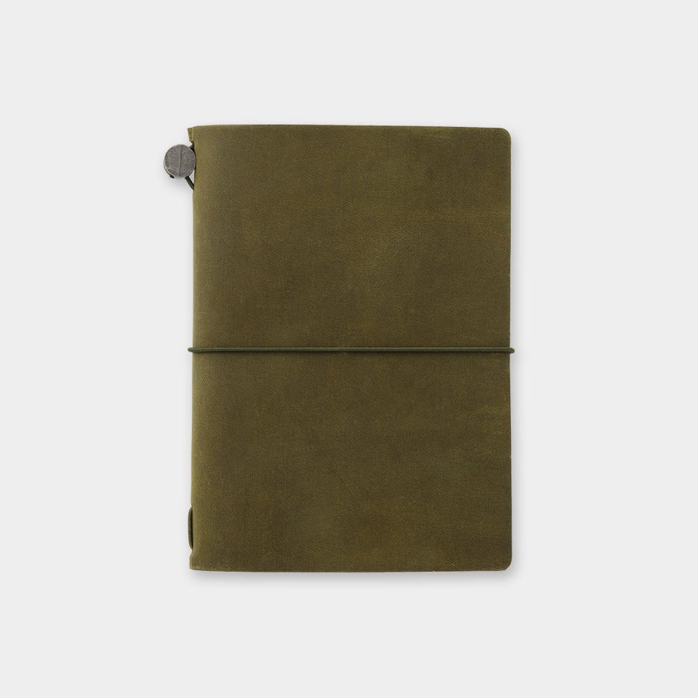 TRAVELER'S COMPANY TRAVELER'S Notebook Starter Kit - Passport Size Olive | Premium Leather Travel Journal for Writing, Sketching & Adventure Planning | Perfect Gift for Travelers & Journal Enthusiasts
