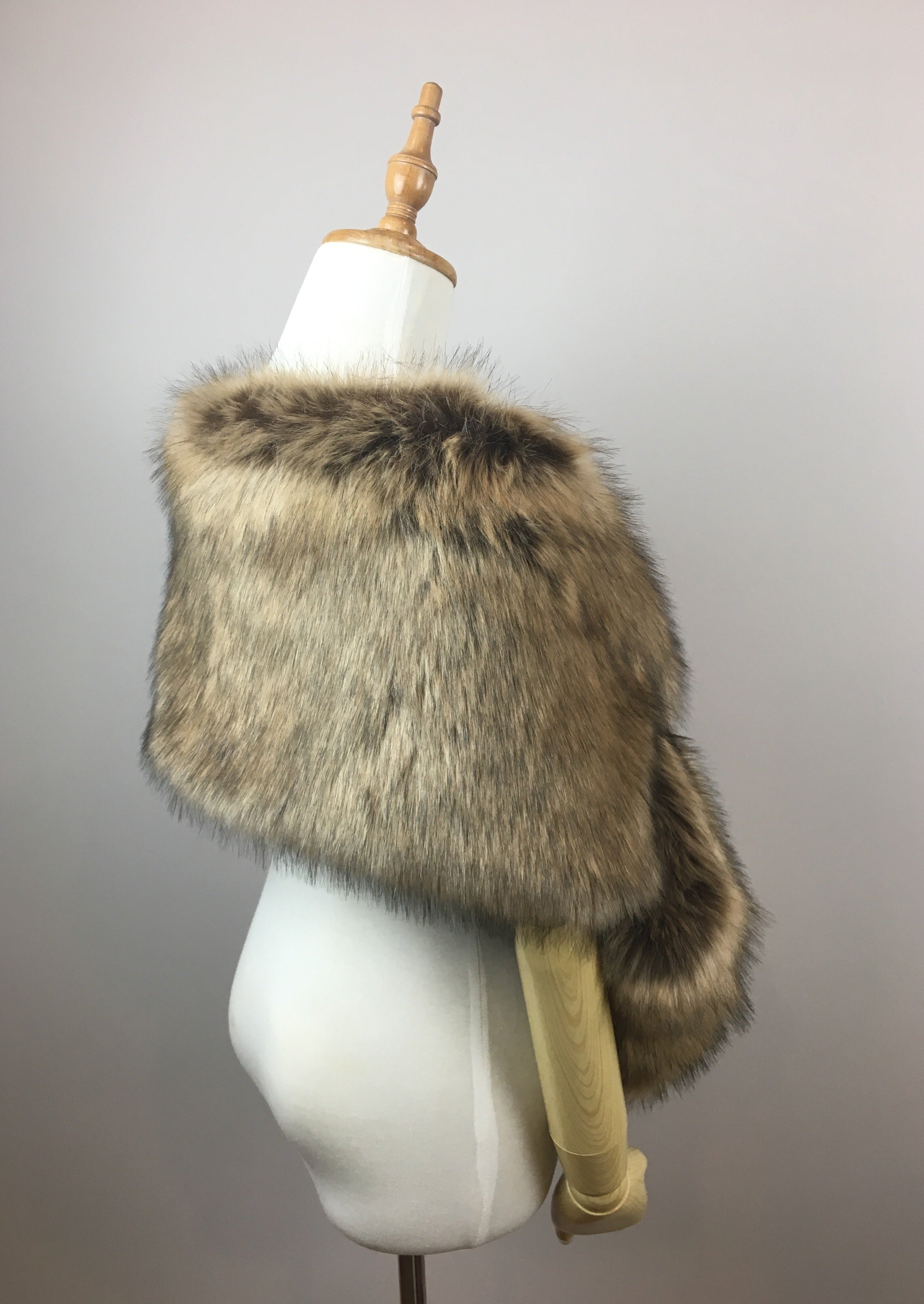 Luxury Brown Faux Fur Shawl Wrap - Soft Winter Scarf for Women (Lilian Brw03) | Elegant Evening Wear, Cold Weather Accessory, Wedding & Party Outfit Enhancer