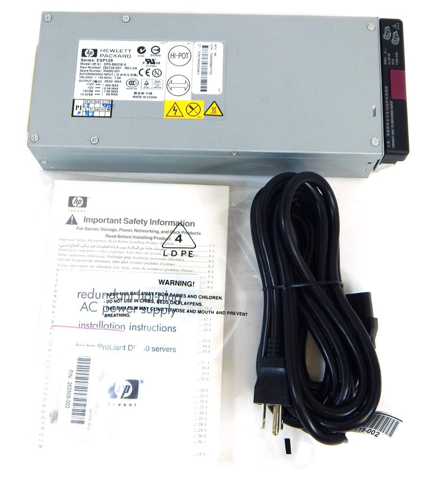 Compaq 267555-001 HOT Plug RPS NEMA 5-15 Power Cord - Replacement for HP/Compaq Servers & Workstations - Perfect for Data Centers & Office IT Equipment