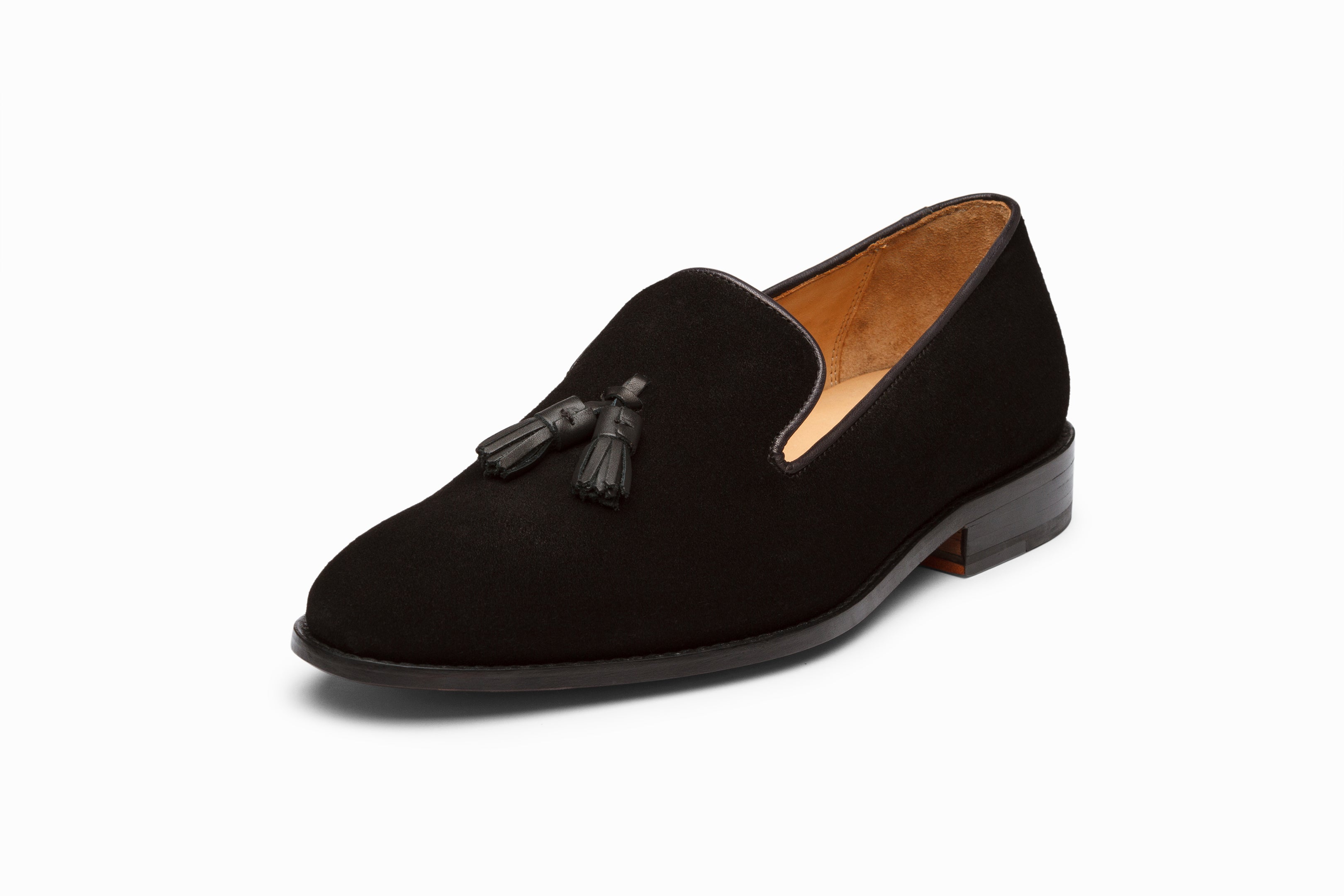 Black Suede Tassel Loafers for Women - Classic Comfortable Slip-On Dress Shoes for Office, Party & Casual Wear