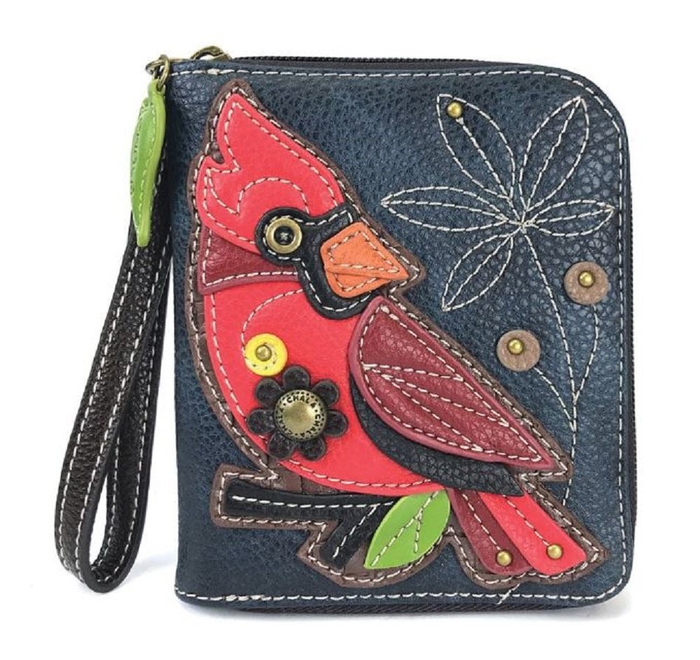 CHALA Blue Cardinal Bird Wristlet Wallet - Stylish Purse for Credit Cards, Coins & Cash - Perfect for Parties, Travel & Everyday Use