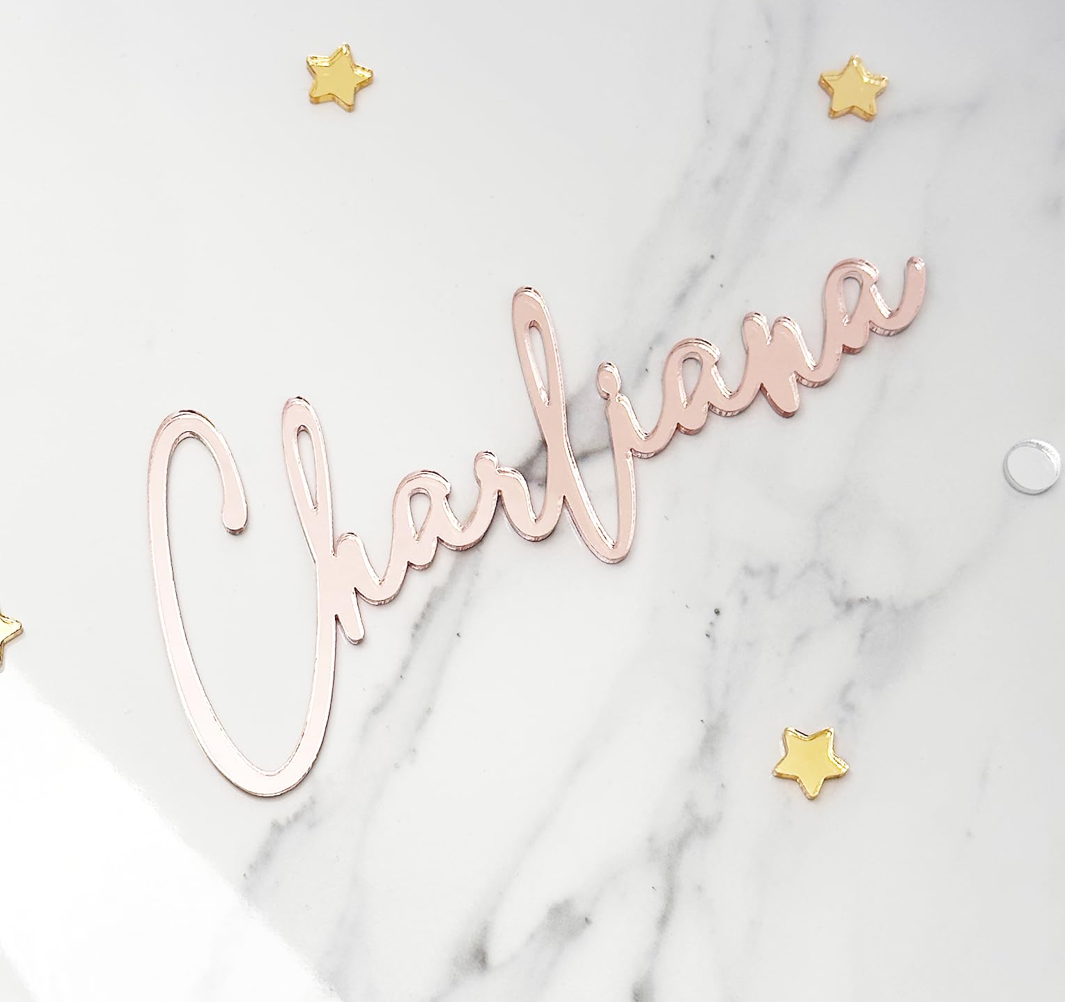 Custom Acrylic Cake Name Plaque - Personalized Cake Topper for Birthday, Baby Shower & Wedding - Made in USA - Elegant Cake Letter Decorations for Dessert Tables & Special Events