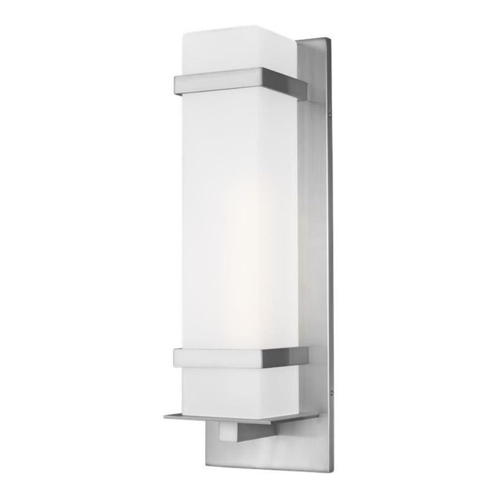 Large 1 Light Outdoor Wall Lantern - Satin Aluminum Finish - Modern Exterior Light Fixture with Incandescent Bulb - Perfect for Porch, Patio, Garden & Entryway Lighting - 73-Bel-4314972