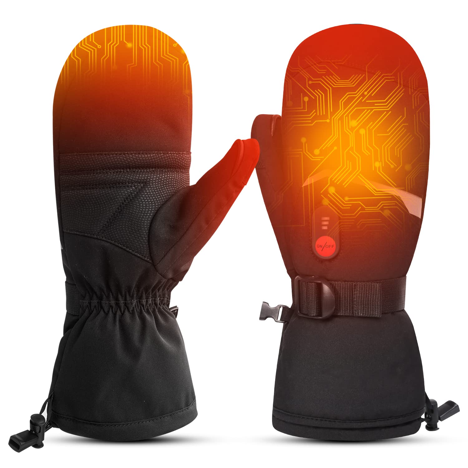 SNOW DEER Rechargeable Battery Heated Ski Mittens for Men & Women - Electric Winter Gloves for Arthritis, Cold Weather, Skiing, Hiking & Outdoor Activities - Warm Hand Protection for Snowboarding, Camping & Daily Use in Freezing Temperatures