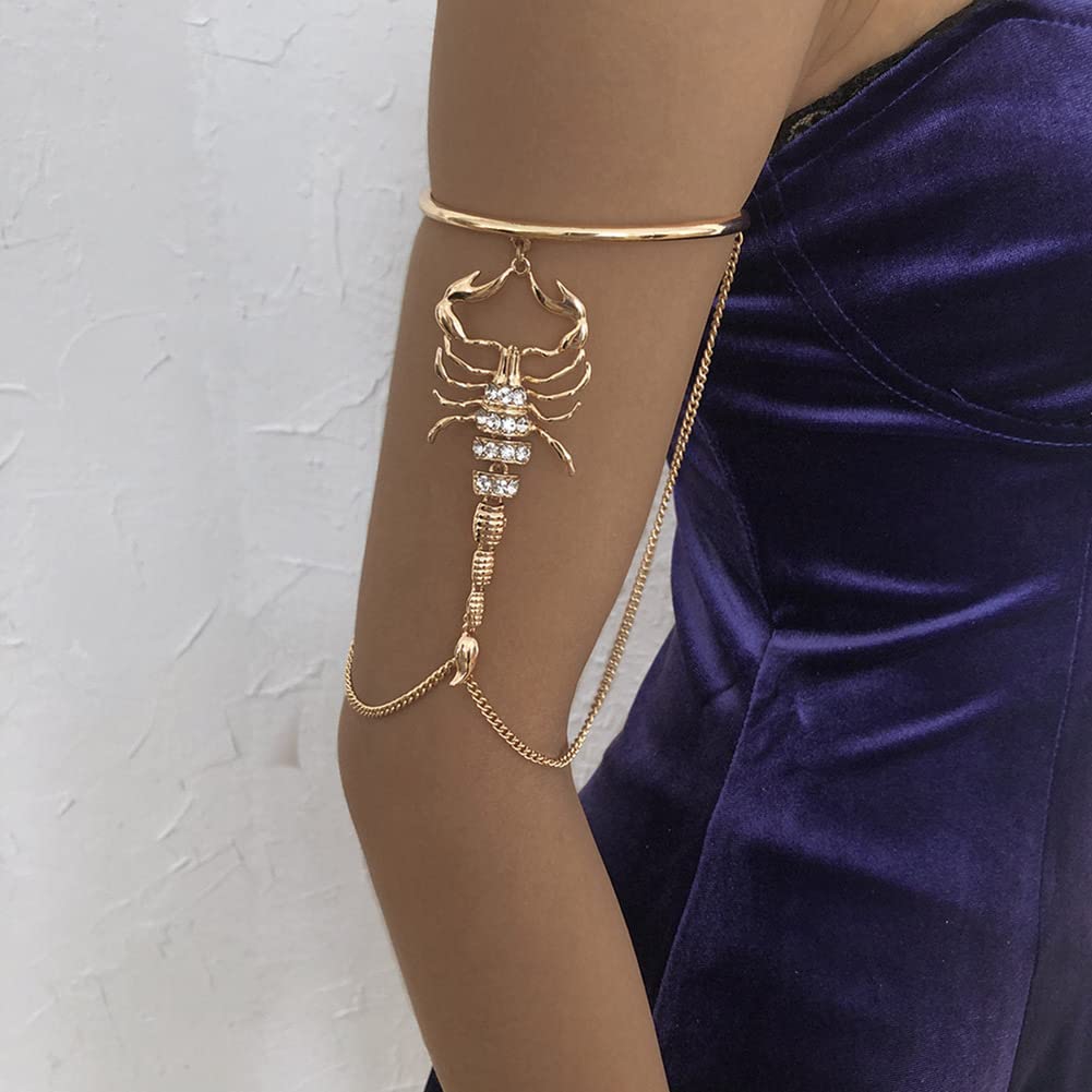 Stylish Scorpion Cuff Armband Bracelet for Women & Girls - Adjustable Upper Arm Jewelry for Parties, Halloween, Cosplay & Fashion Accessories