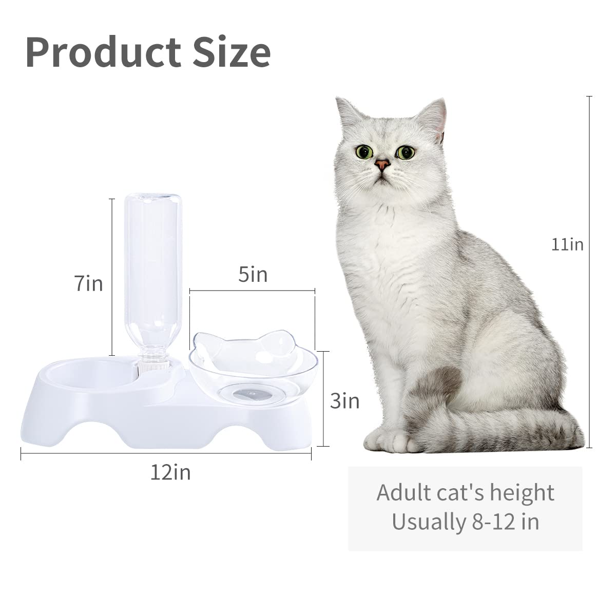 MILIFUN Double Pet Bowls - 15° Tilted Dog and Cat Food & Water Bowl Set with Automatic Waterer Bottle for Small to Medium Pets | Perfect for Home, Travel, and Outdoor Use