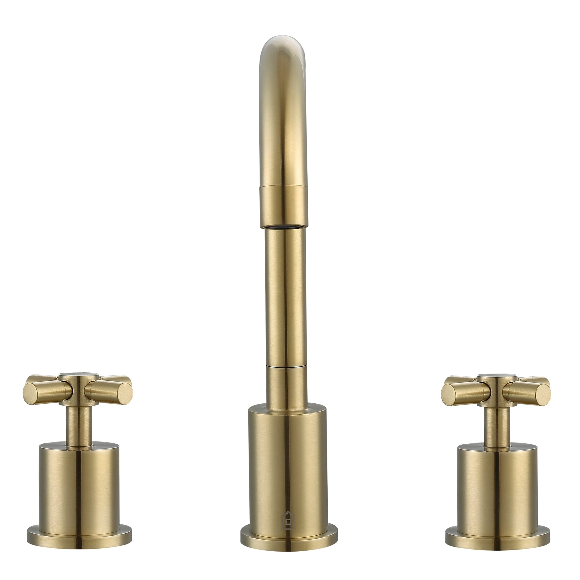 Ancona Prima Widespread 3-Hole Bathroom Sink Faucet with Cross Handles in Brushed Champagne Gold - Perfect for Modern Vanities and Guest Bathrooms