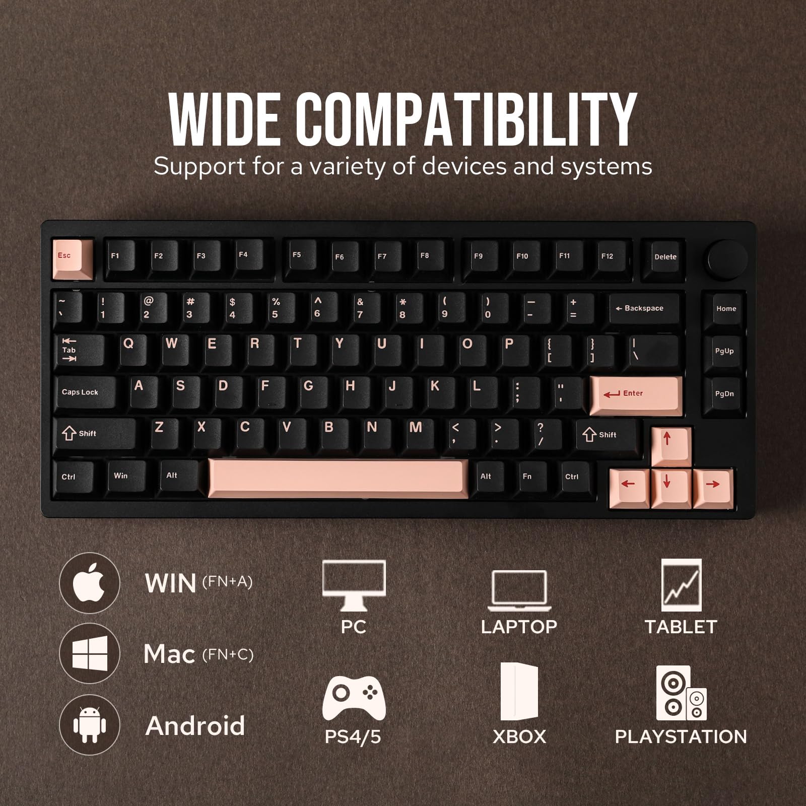EPOMAKER P75 Wireless Mechanical Keyboard - Bluetooth 5.0/2.4GHz/USB-C Hot Swappable Aluminum Keyboard with Gasket Structure & Wisteria Linear Switch (Black) for PC Gaming, Mac, Tablet, PS5, Xbox - Perfect for Typing, Coding & Gaming
