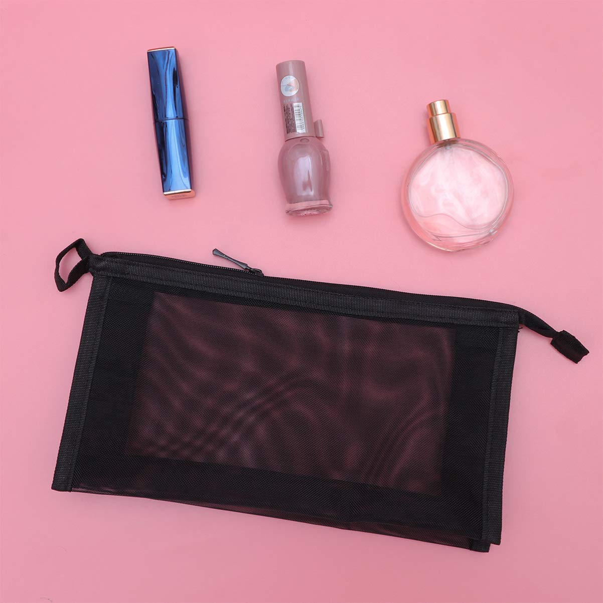NUOBESTY 2 Pack Clear Mesh Makeup Bags for Travel - Waterproof Cosmetic & Toiletry Organizer - Portable Travel Essentials for Women, Gym, Vacation & Daily Use
