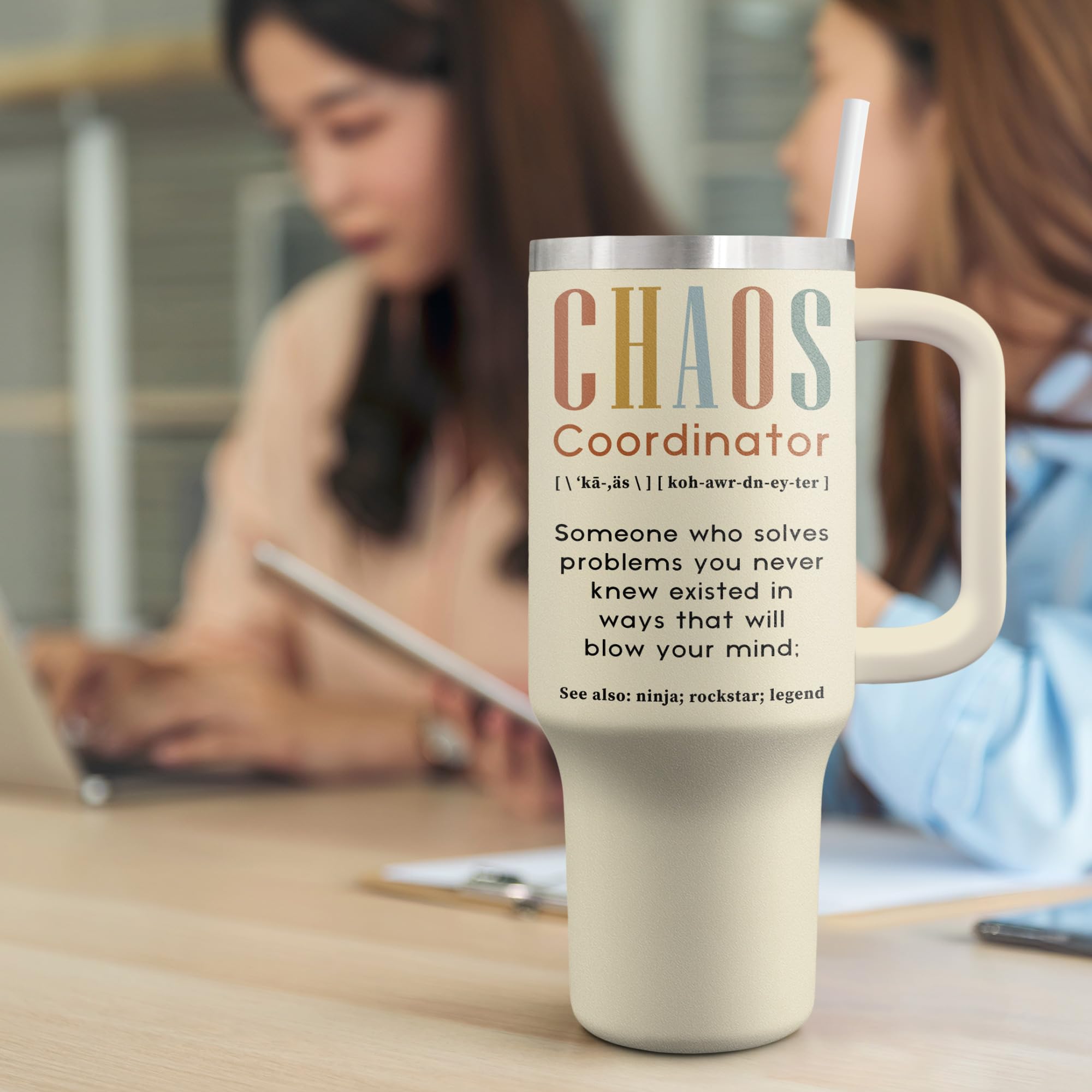 Funny 40oz Tumbler with Handle & Straw Lid - Perfect Gift for Women, Mom, Sister, Best Friend, Boss, Coworker, Manager, Teacher | Birthday, Christmas, Mother's Day Gift | Great for Office, Home, Gym & Travel Use