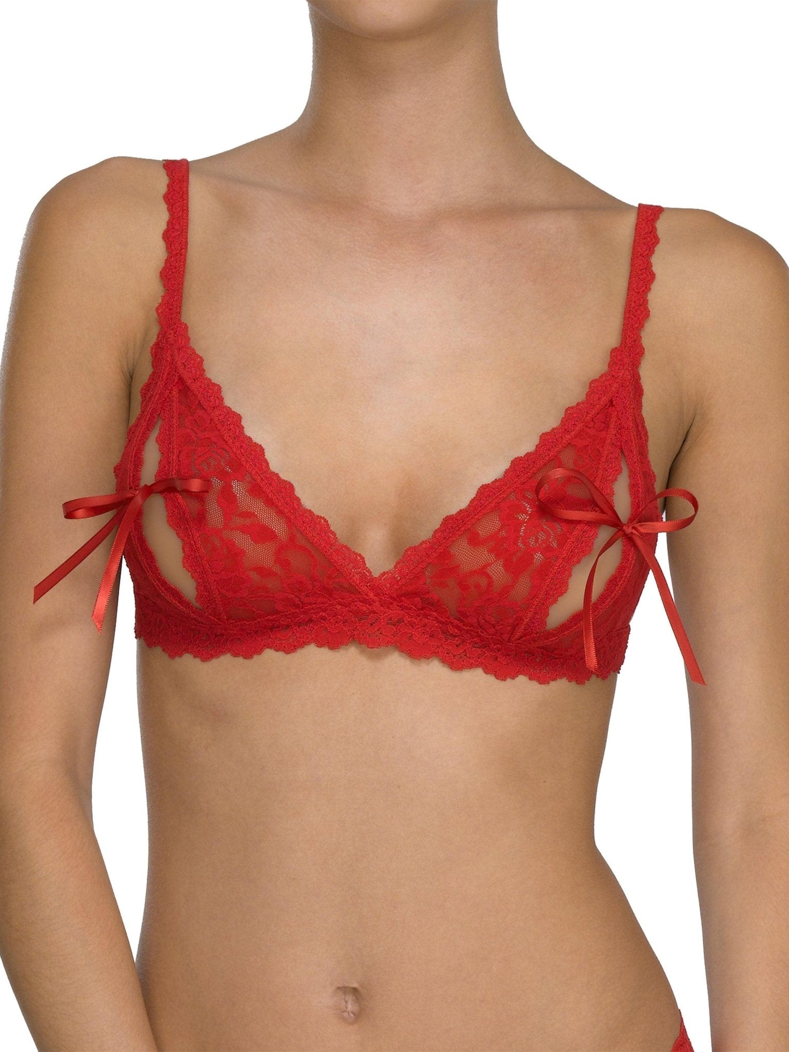 Oh Peek a Boo Lace Tie Bralette - Sexy Lace Bralette for Women, Comfortable Wireless Bra, Adjustable Straps - Perfect for Date Night, Lingerie Gift, and Everyday Wear