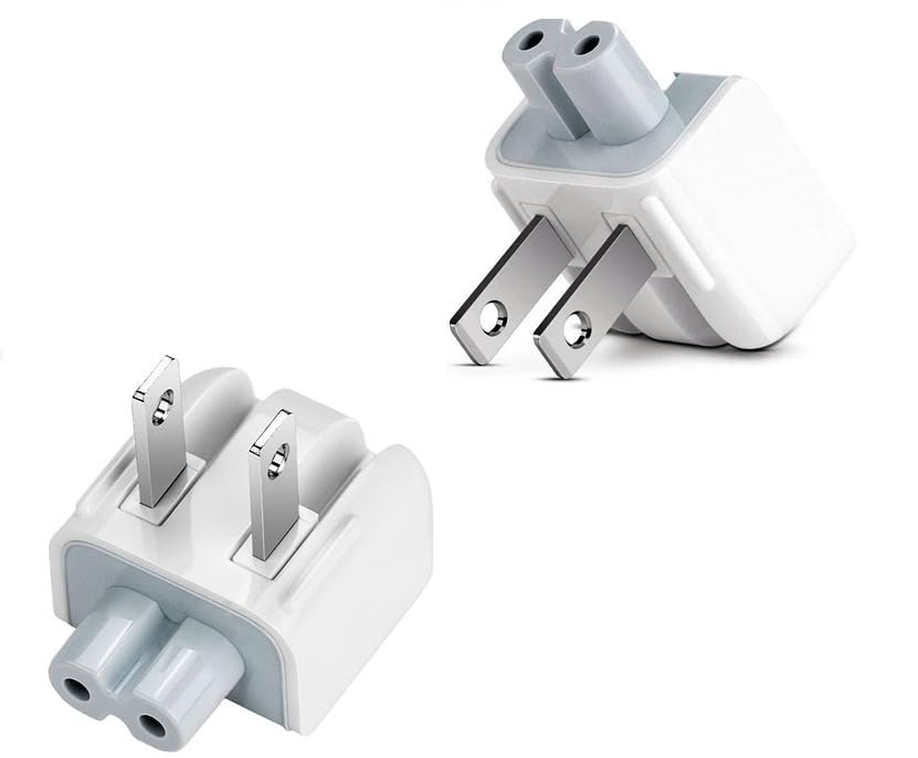 2-Pack US Standard Duck Head Folding AC Power Adapter Wall Plug - Compatible with MacBook Pro/Air, iPhone, iPad, iPod Chargers - Perfect for Travel, Home & Office Use