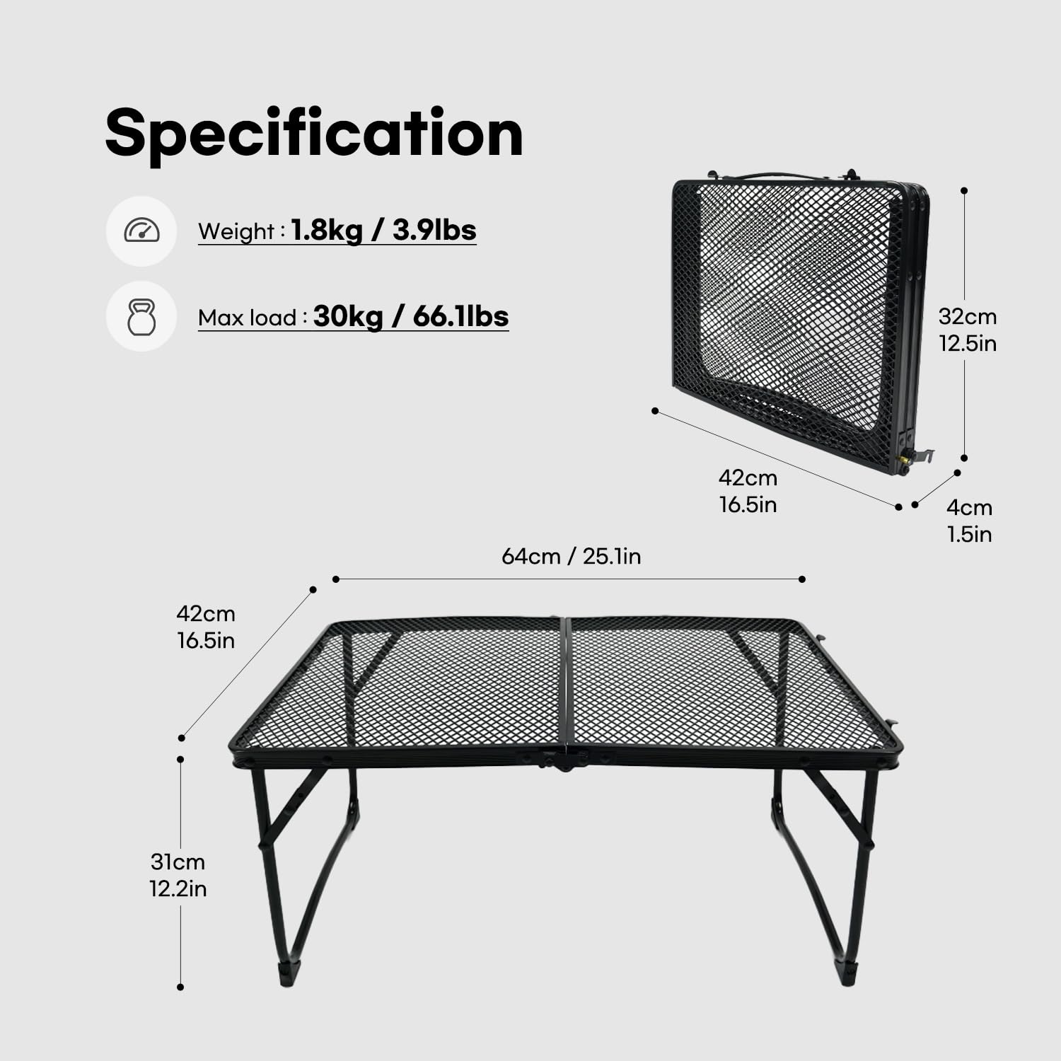 Portable Folding Grill Table - Lightweight Outdoor Camping Cooking Table with Mesh Desktop & Carry Handle - Perfect for BBQ, Picnic, Tailgating & Backyard Parties
