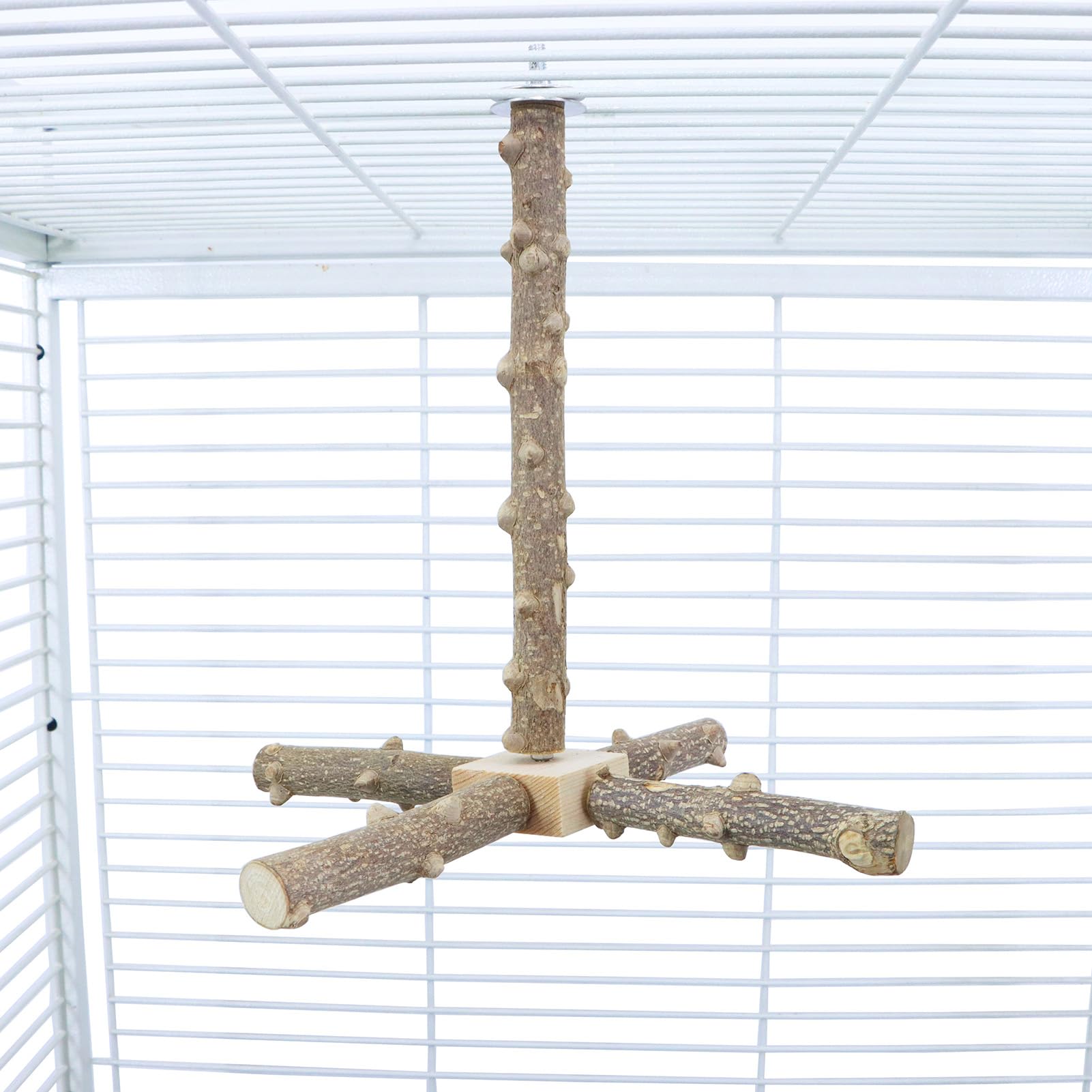 Interactive Spinning Wooden Bird Perch Stand Toy - Fun Parrot Perch for Parakeets, Budgies, Lovebirds & Cockatiels - Cage Accessory for Play & Exercise