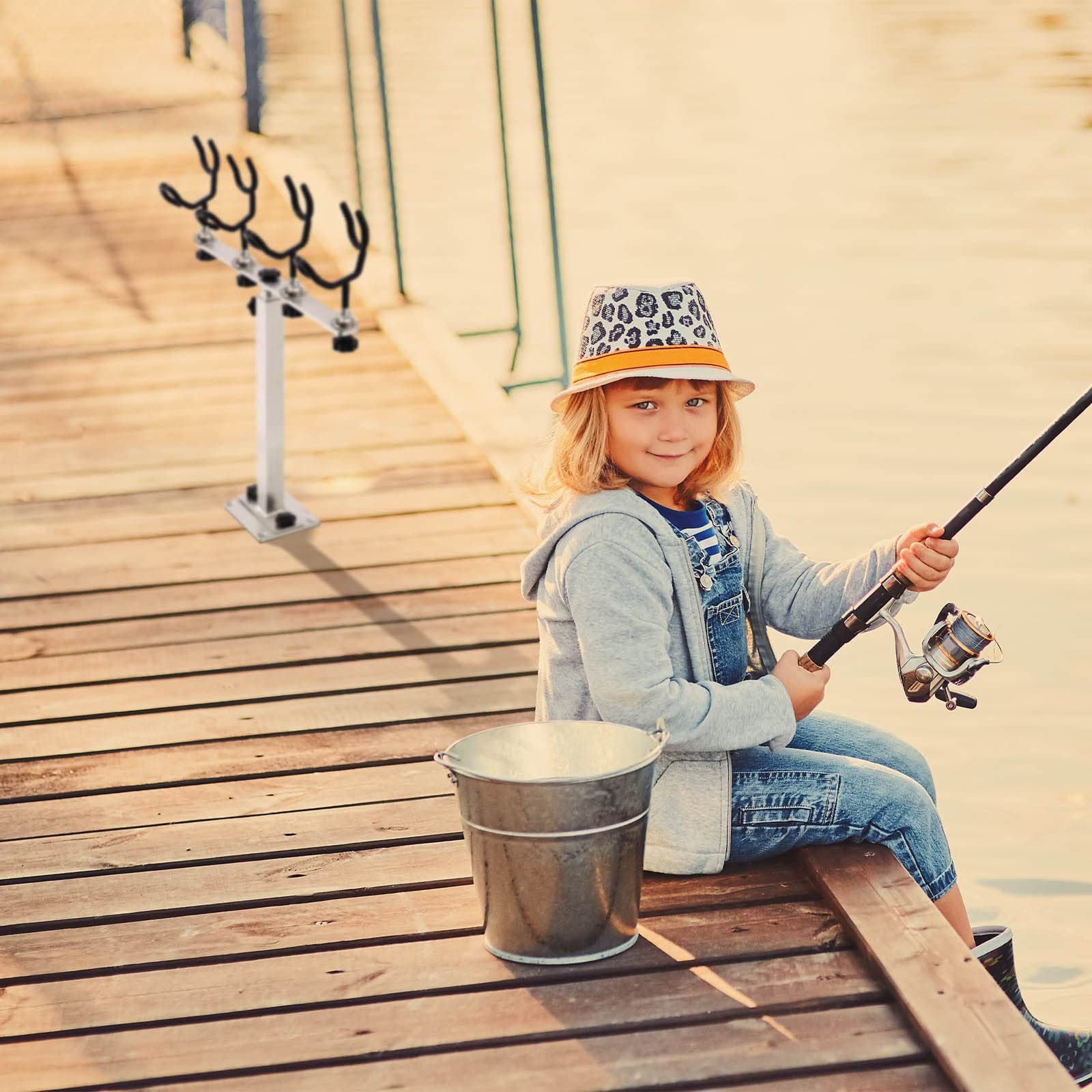 PVC Coated Steel Crappie Rod Holder - 360° Adjustable for Boats & Anglers - Fishing Accessories