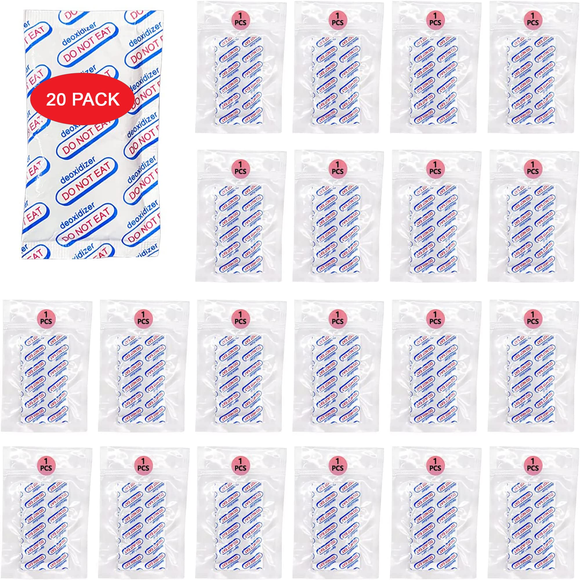 2000cc Oxygen Absorbers for Food Storage (20 Pack in Individual Vacuum Bags) - Food Grade Oxygen Absorber Packets for Homemade Jerky, Long Term Food Freshness & Emergency Food Prep - Perfect for Vacuum Sealing, Mylar Bags, and Bulk Food Preservation