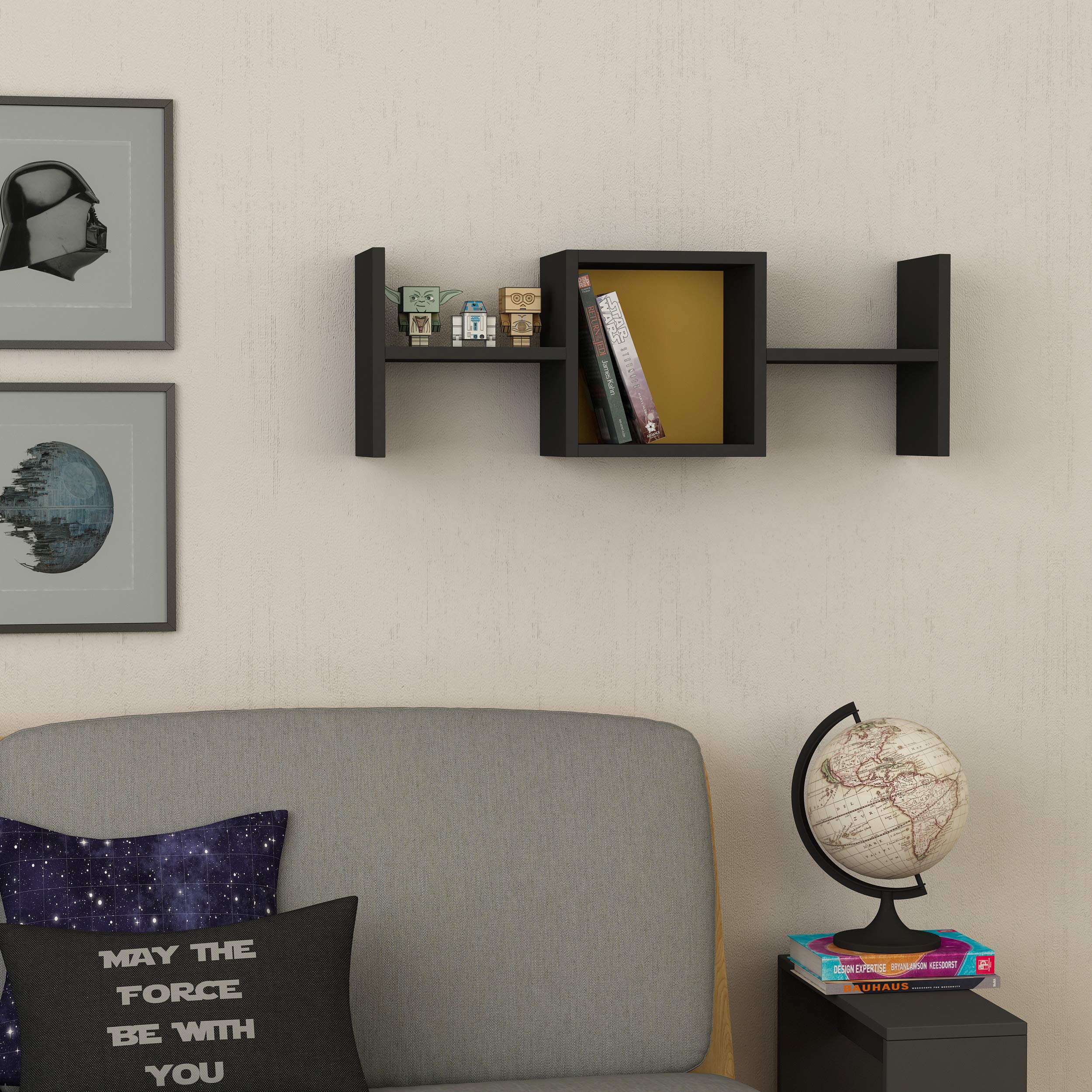 Modern Wall Shelf Anthracite & Mustard - 11.61