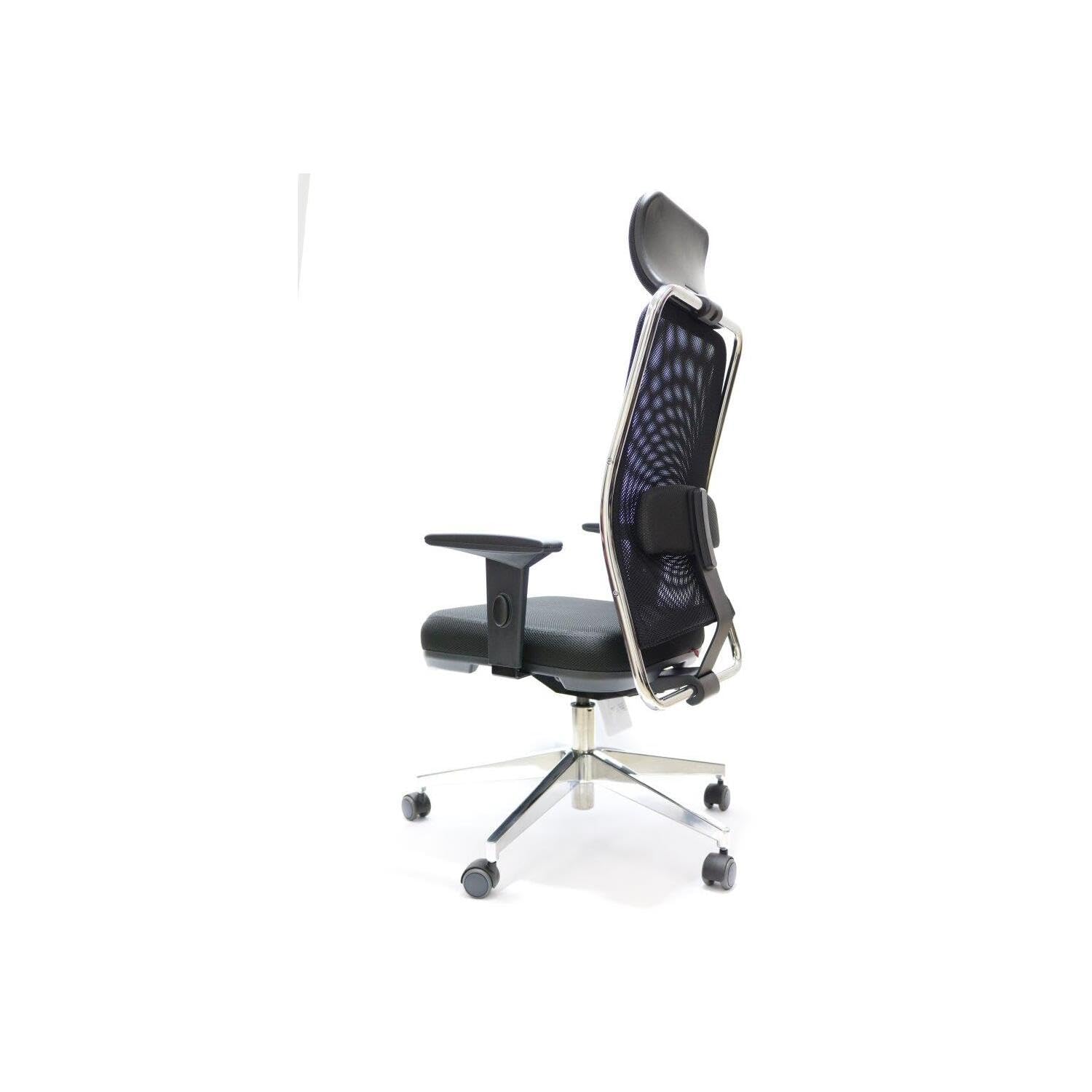 Ergonomic High-Back Office Chair with Headrest - Adjustable Mesh Computer Desk Chair with Lumbar Support - Black - Perfect for Home Office, Gaming & Workspace Comfort