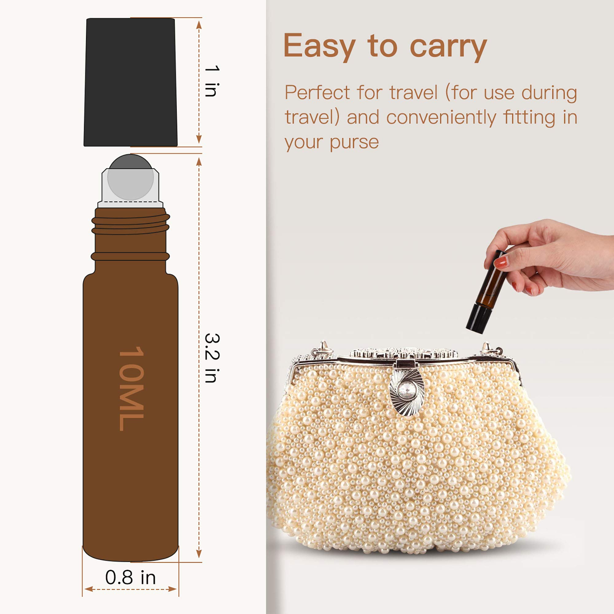 8 Pcs 10ml Roll On Glass Bottles for Essential Oils, Aromatherapy, and DIY Skincare - Perfect for Travel & Home Use