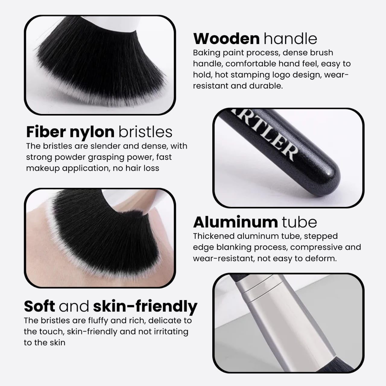 Premium Kabuki Makeup Brush for Liquid, Cream & Powder Foundation - Soft Flat Face Blending Brush - Essential Makeup Tool for Women | Black, 1-Pack | Perfect for Flawless Everyday Makeup & Professional Contouring