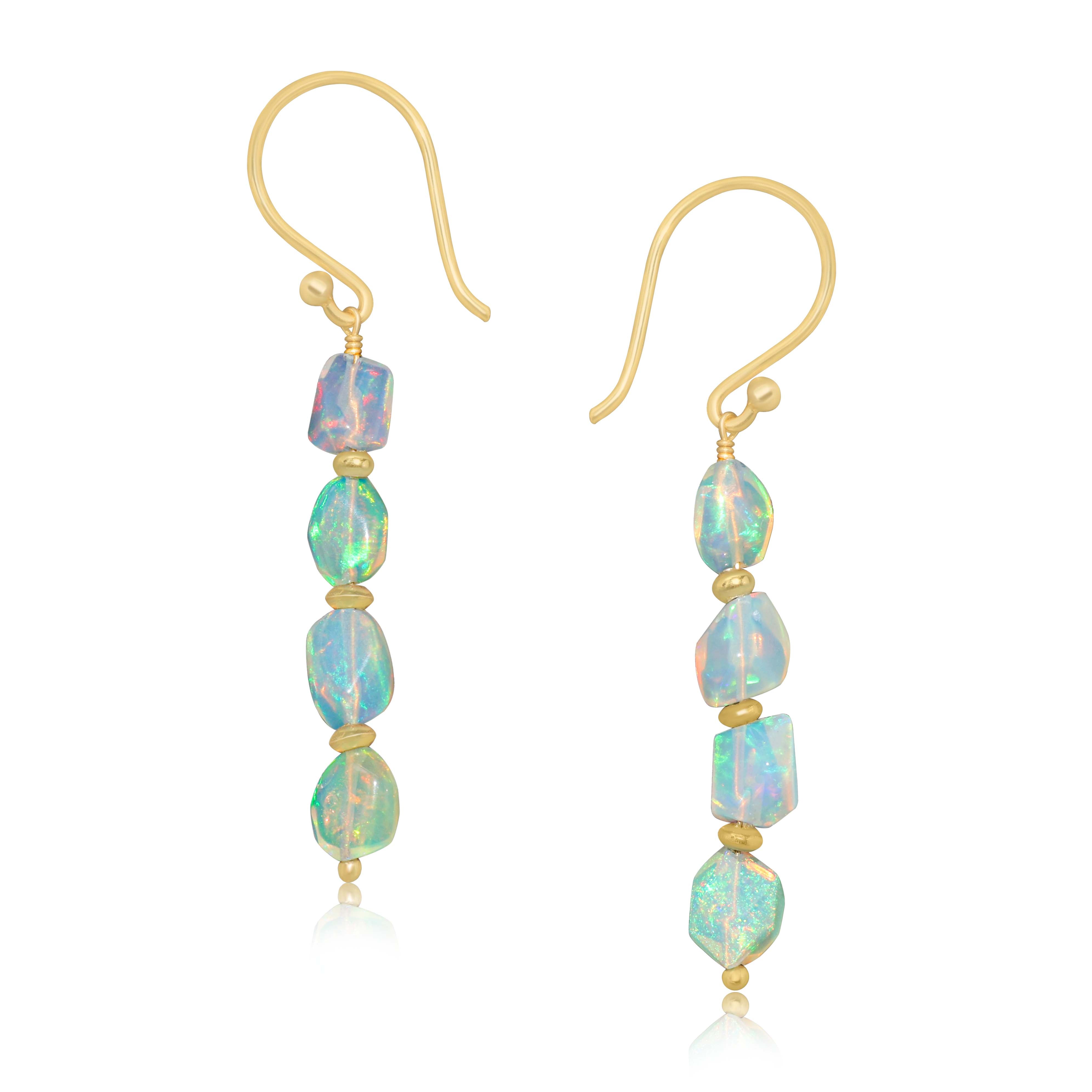 Natural White Opal Dangle Drop Silver Earrings for Women | Sterling Silver Handmade Jewelry | Gift for Her, Birthday, Anniversary, Wedding | Elegant Everyday & Evening Wear