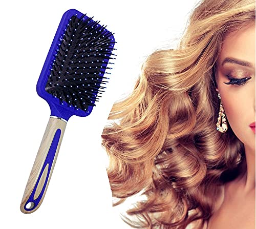 AASA Professional Wooden Handle Paddle Hair Brush for Women & Men - Detangling & Styling Hair Brush (Blue) - Perfect for Daily Hair Care, Salon Styling & Smoothing Frizzy Hair