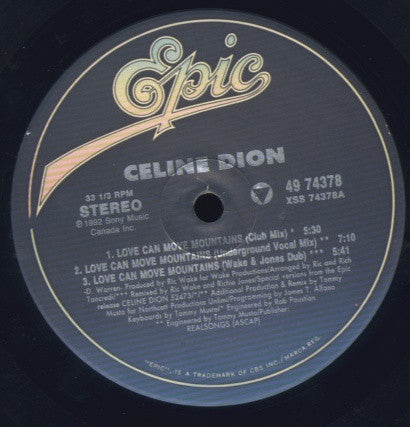 Celine Dion Love Can Move Mountains CD - Romantic Music for Weddings, Anniversaries & Special Moments
