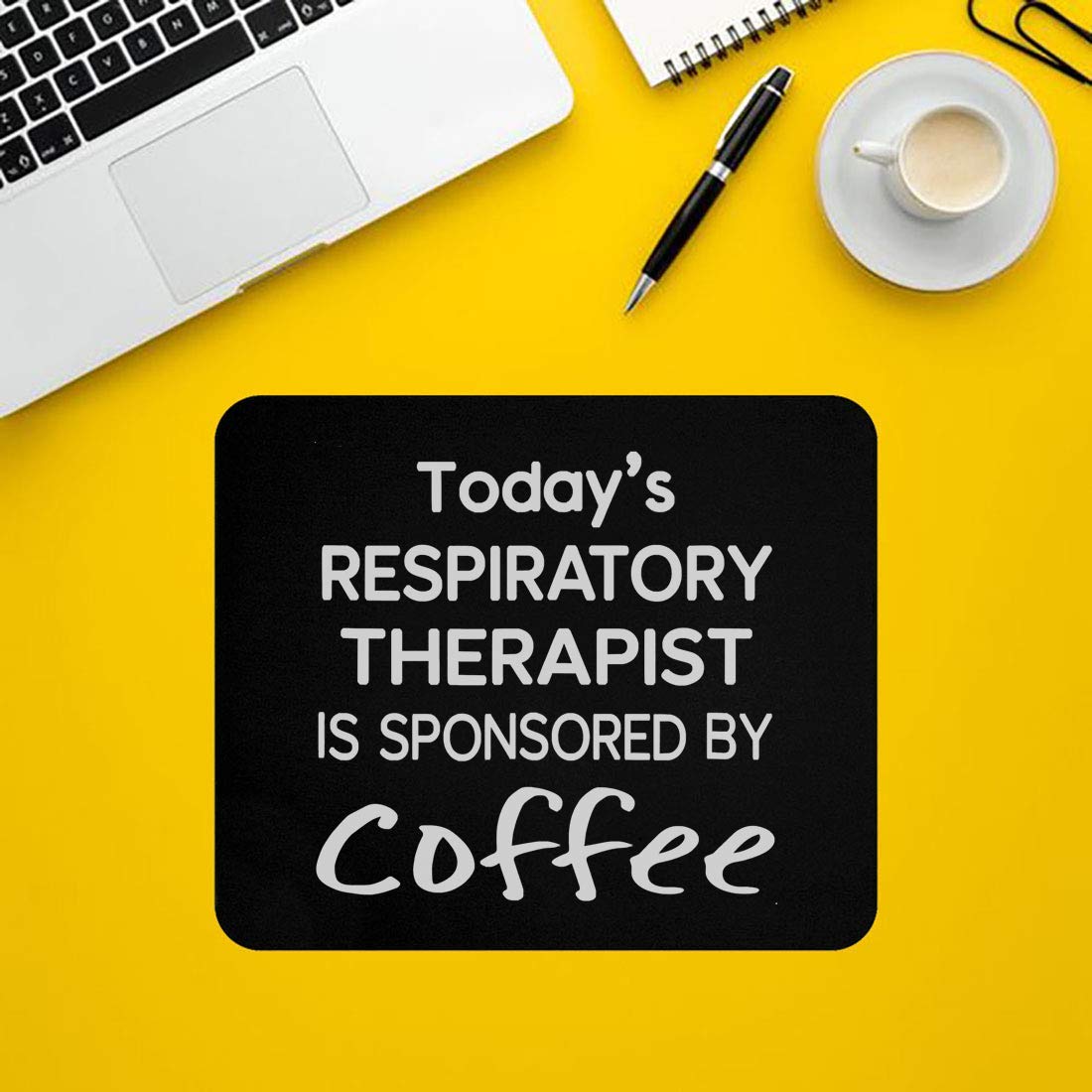 9 Inch Funny Coffee Themed Mousepad - Cute Cafe Design for Respiratory Therapists & Coffee Lovers - Perfect for Office, Gaming & Home Workspace