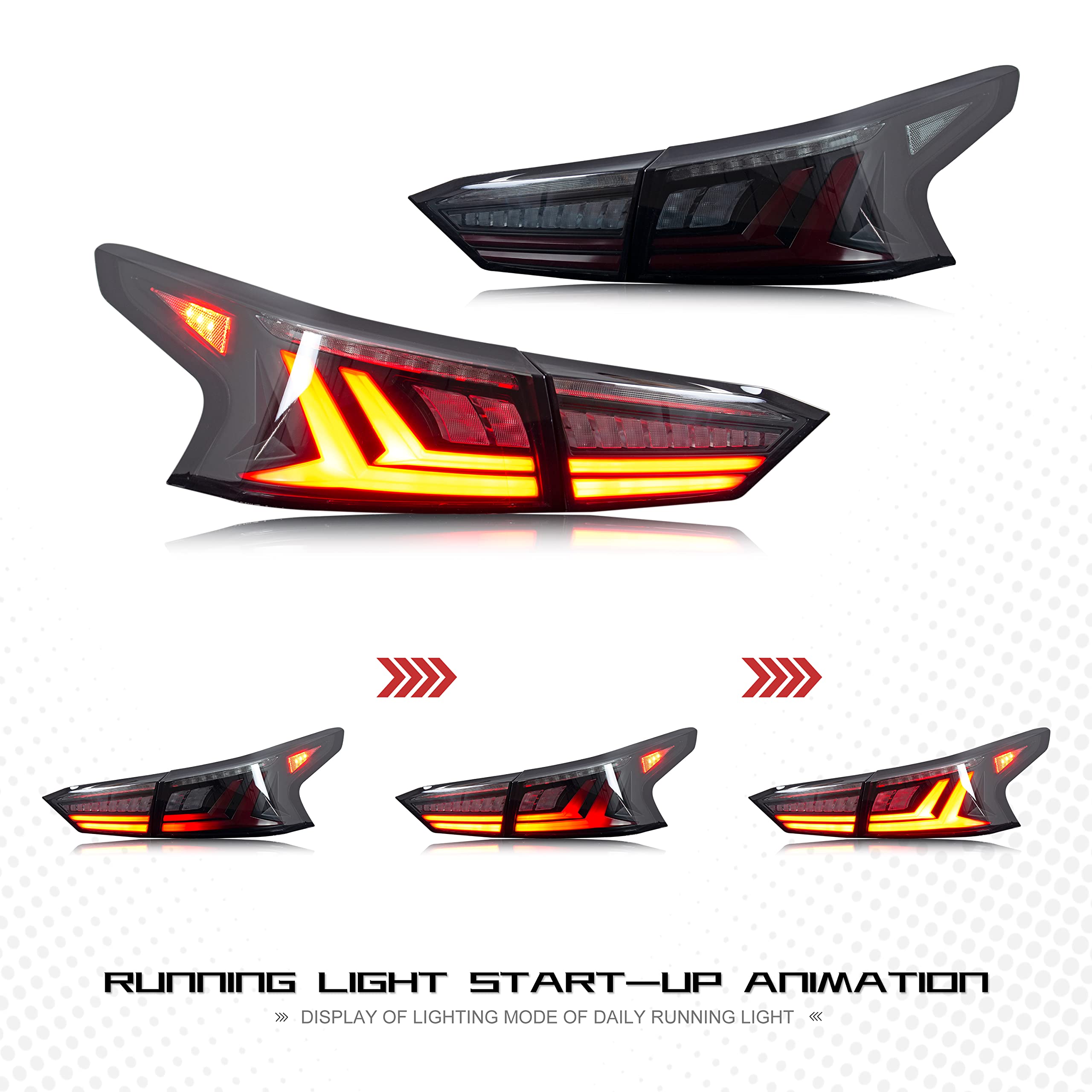 INGINUITY TIME LED Smoked Tail Lights for Nissan Altima 2019-2023 - Sequential Turn Signals with Start-Up Animation - Rear Lamp Assembly Accessory - Perfect for Night Driving & Car Customization