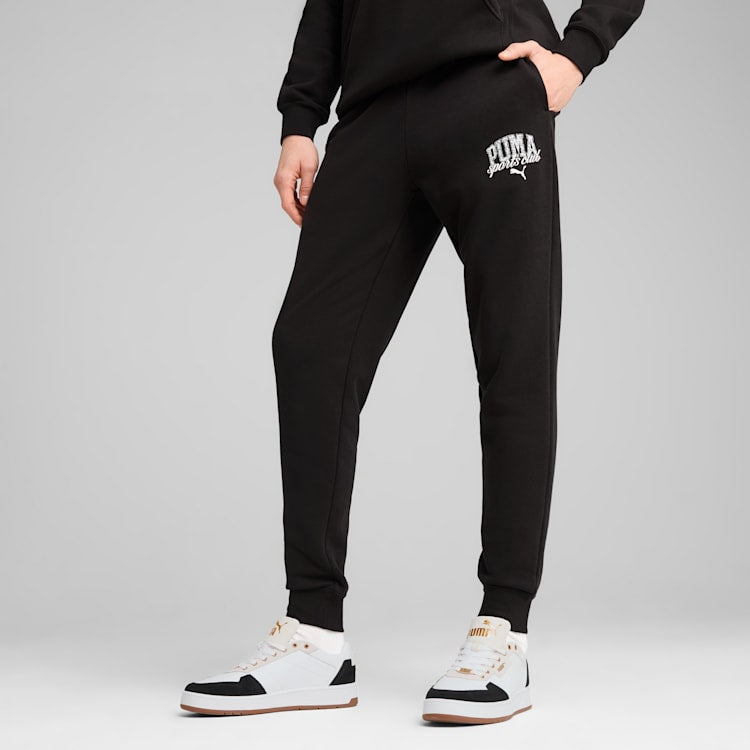 PUMA Men's Classic French Terry Sweatpants - Black | Comfortable Casual Joggers for Lounge, Gym & Everyday Wear