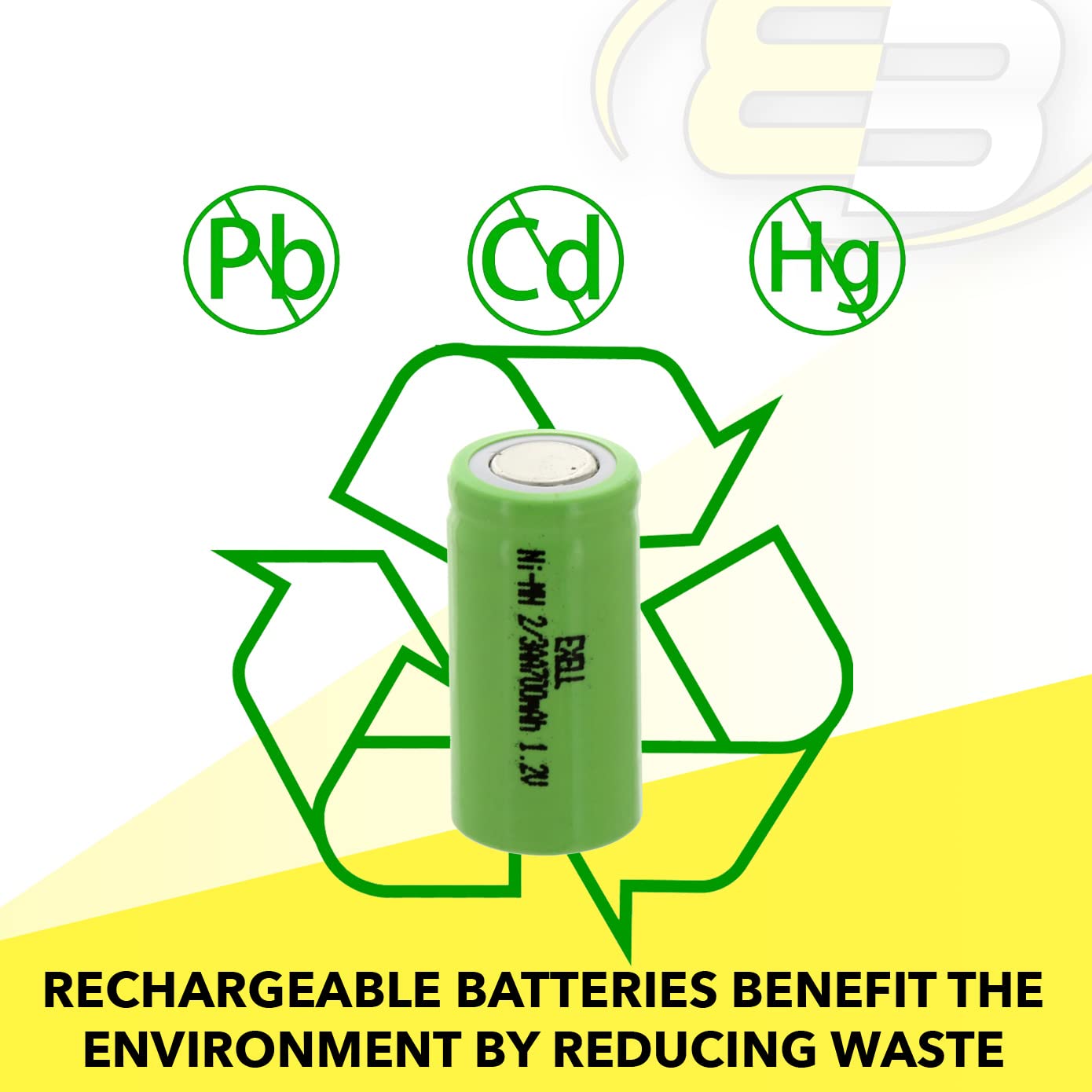 2-Pack Exell 2/3AA NiMH 700mAh 1.2V Flat Top Rechargeable Batteries - Perfect for Custom Battery Packs, Security Lighting Systems, Solar-Powered Devices, Emergency Kits & Portable Electronics