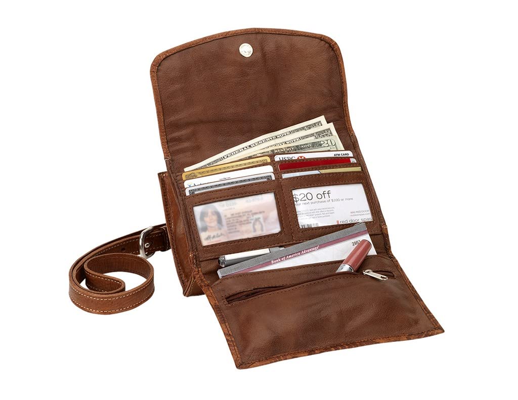 American West Women's Tribal Weave Small Crossbody Bag & Wallet - Distressed Charcoal Brown | Boho Fashion Accessory for Everyday Use, Travel & Music Festivals