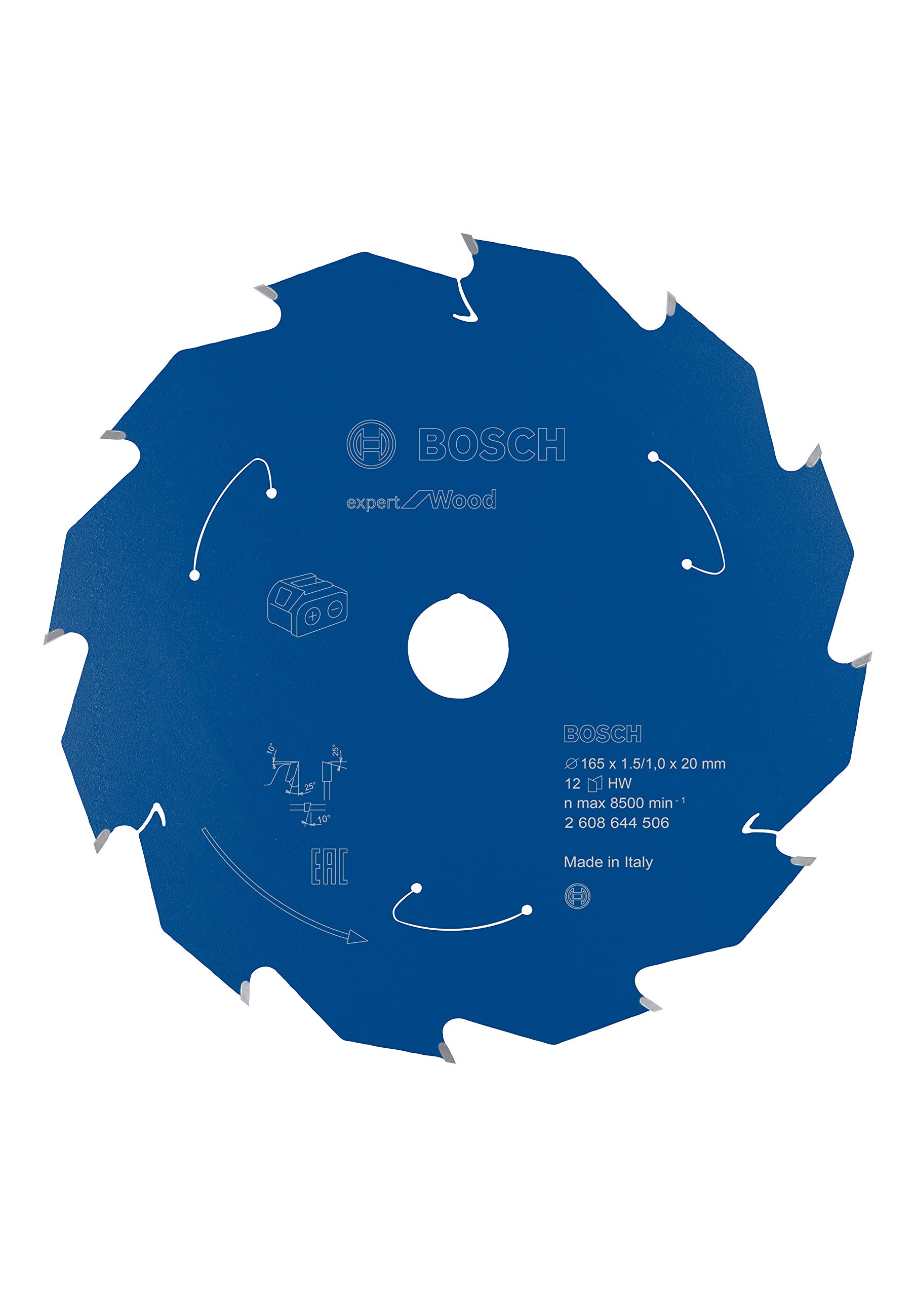 Bosch Professional 165mm Circular Saw Blade for Wood Cutting - 12 Teeth, 20mm Arbor, 1.5mm Thickness - Compatible with Cordless Circular Saws - Perfect for DIY Projects, Carpentry & Woodworking