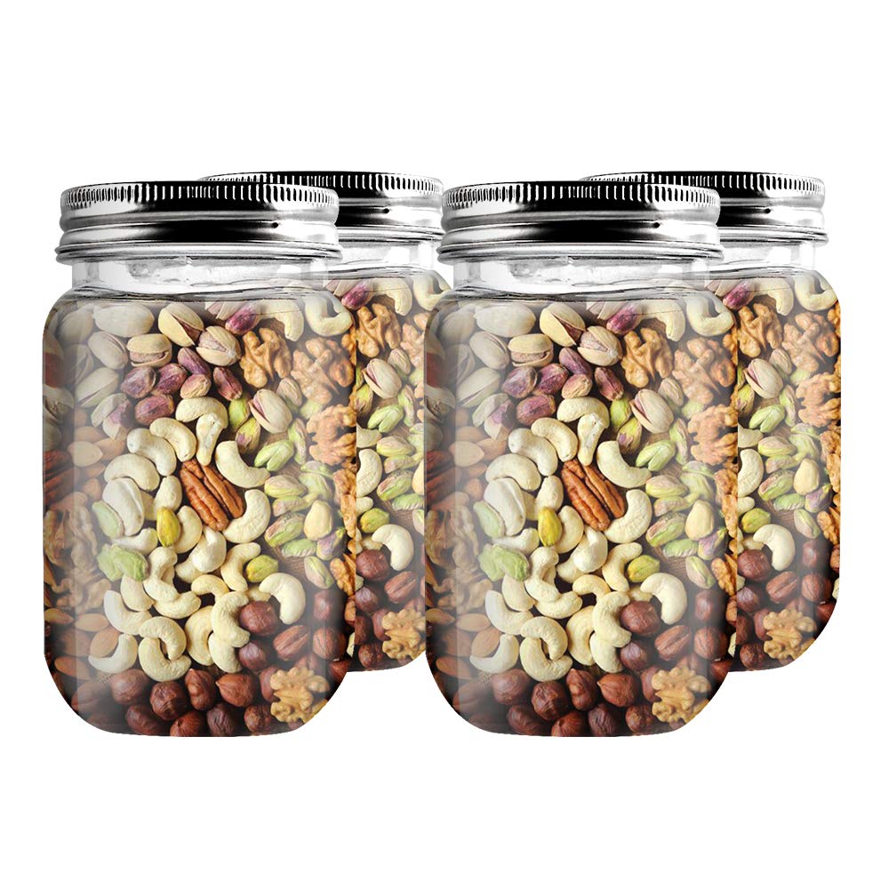 Novelinks 16oz Clear Plastic Jars with Screw-On Lids - BPA Free Refillable Round Containers for Slime, Kitchen & Household Storage (10 Pack) - Perfect for DIY Crafts, Food Storage & Organization