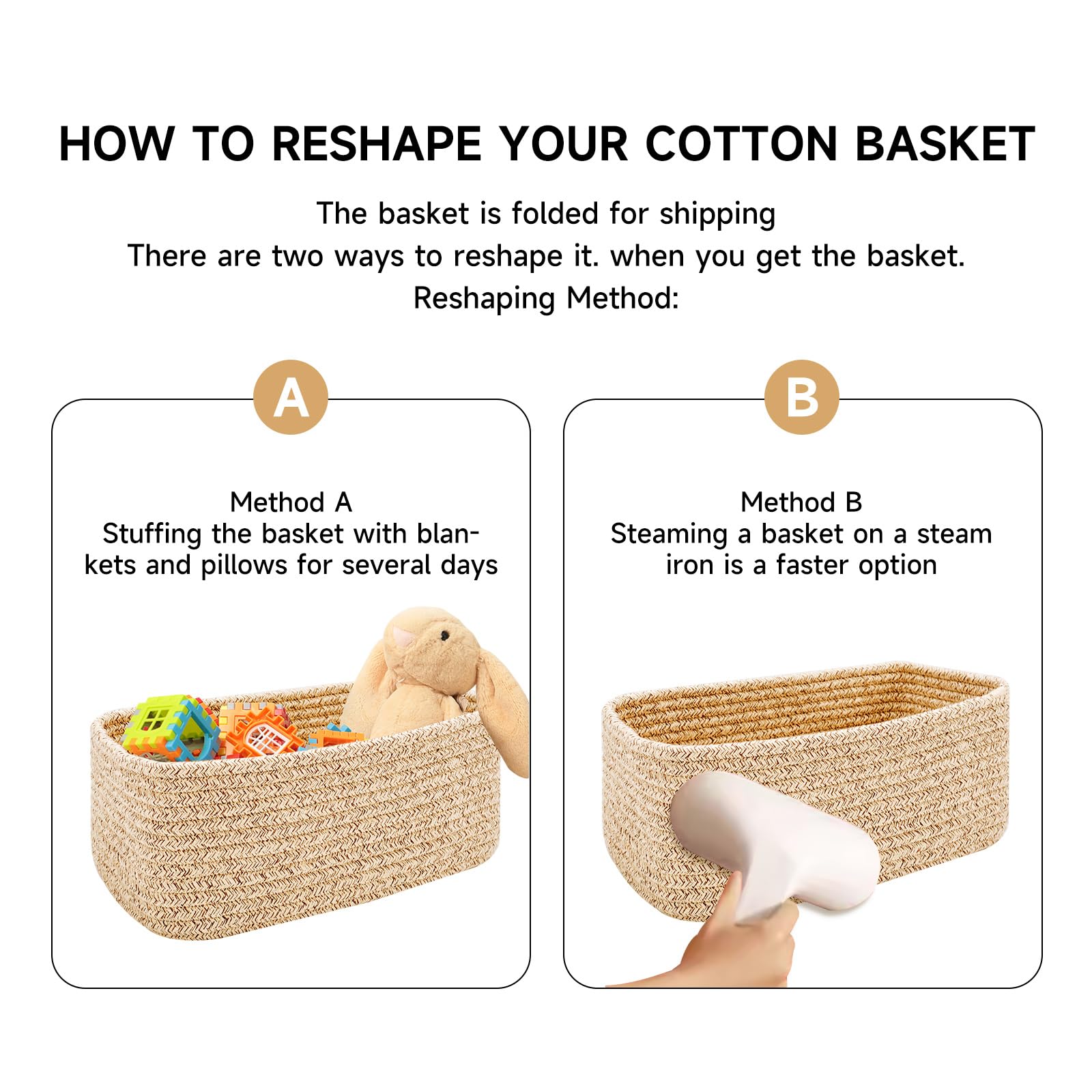 Woven Rope Storage Baskets - 3 Pack Organizer Bins for Closet & Toys | 13×8.5×5.1”