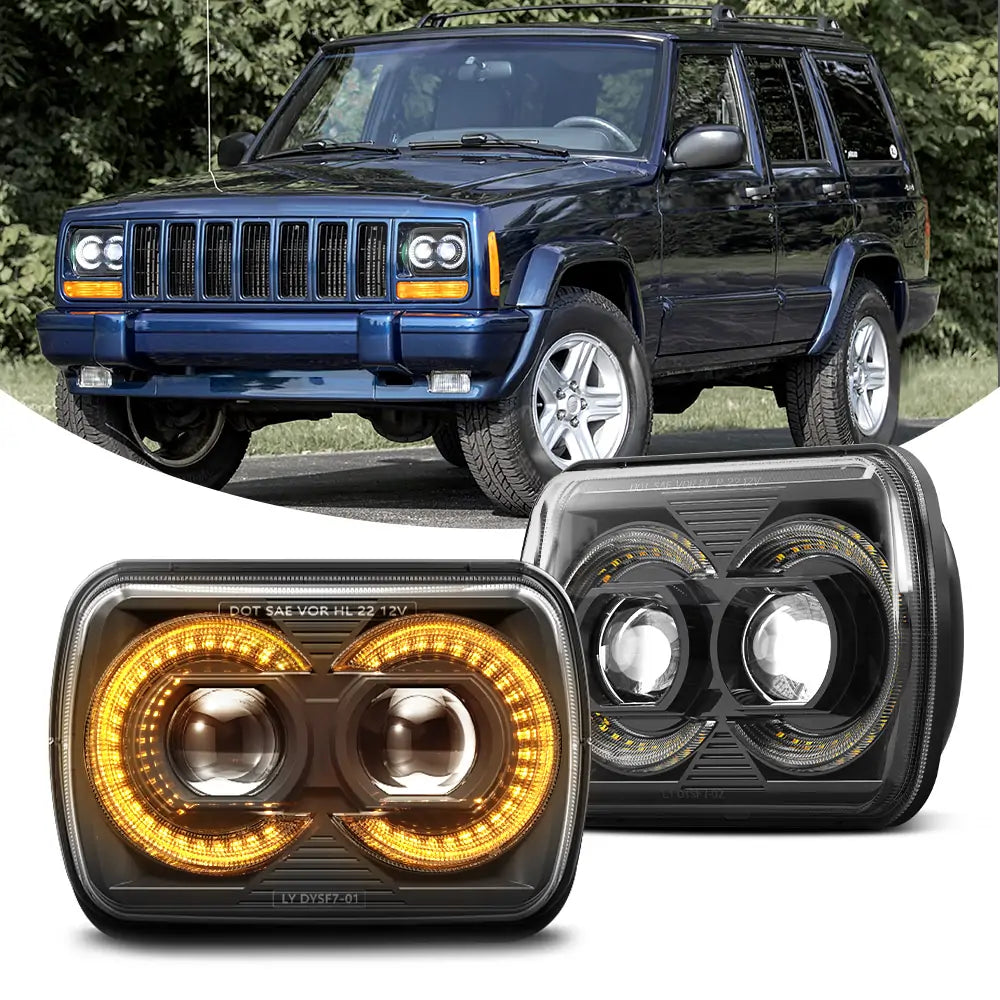 LOYO 5x7 7x6 H6054 LED Headlights for Jeep XJ YJ & Trucks - High Performance with DRL & Turn Signal - Perfect for Off-Roading & Night Driving