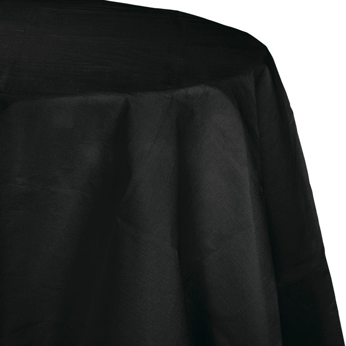 12-Piece Bulk Black Velvet Round Paper Table Covers - 82 Inch Diameter - Elegant Party Decorations for Weddings, Banquets, and Special Events