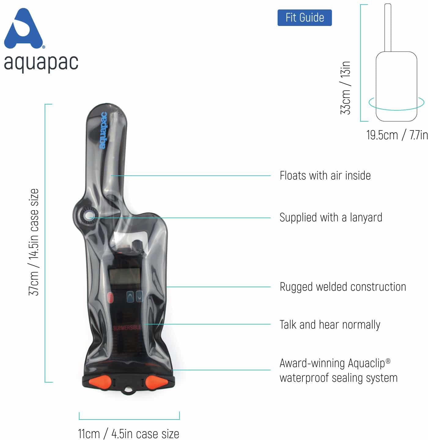 Aquapac Waterproof VHF Radio Case - IPX8 Certified Dry Bag for Marine, Boating & Outdoor Adventures - Keep Your Radio Safe in Rain, Splashes & Storms