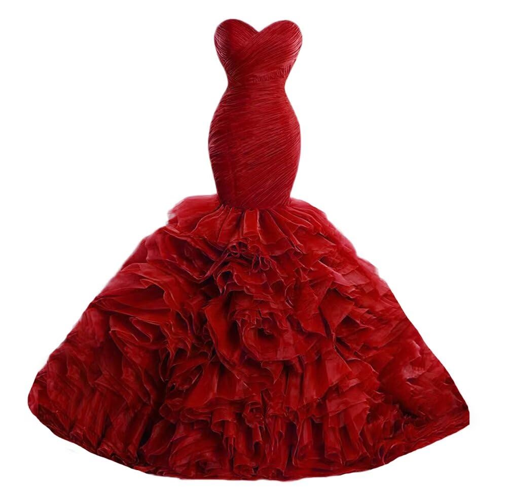 Elegant Sweetheart Neckline Mermaid Wedding Dress with Ruffles & Tiers - Women's Formal Evening Gown for Bridal, Prom & Special Occasions