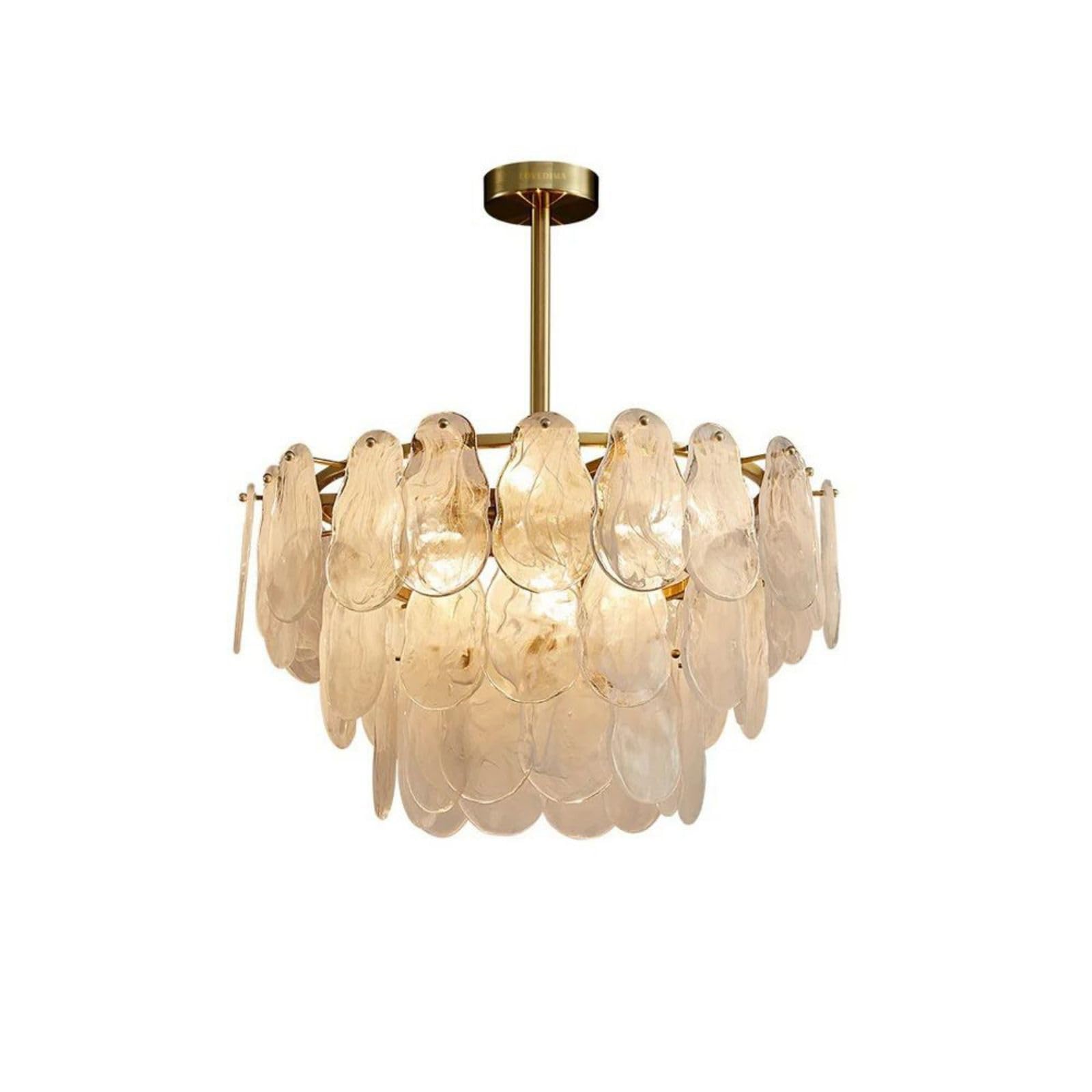 LOVEDIMA Gold 6-Light Chandelier - Modern Multi-Tier Lantern Pendant Lighting for Dining Room, Cloud Glass & Metal Ceiling Light Fixture | Perfect for Farmhouse, Restaurant & Luxury Home Decor